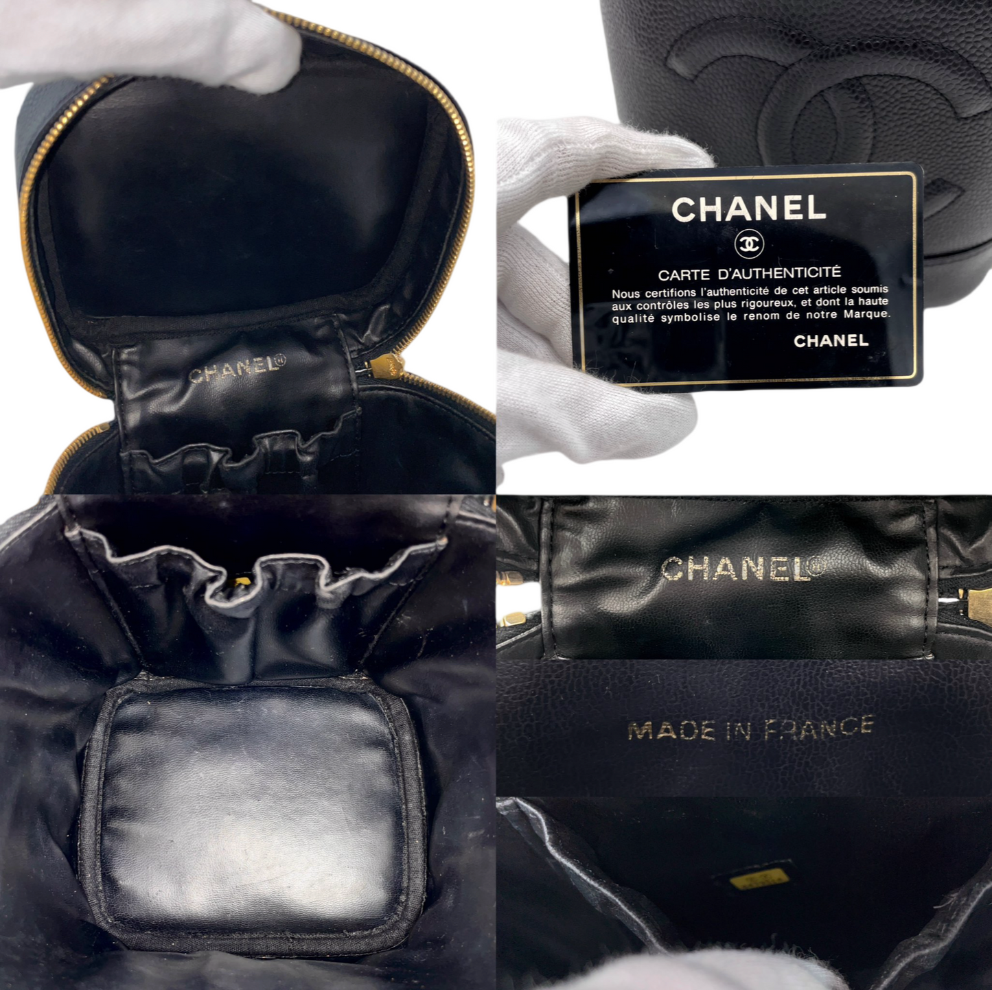 Preloved CHANEL 2000 Jumbo CC LOGO Vanity Bag Hand Bag Black