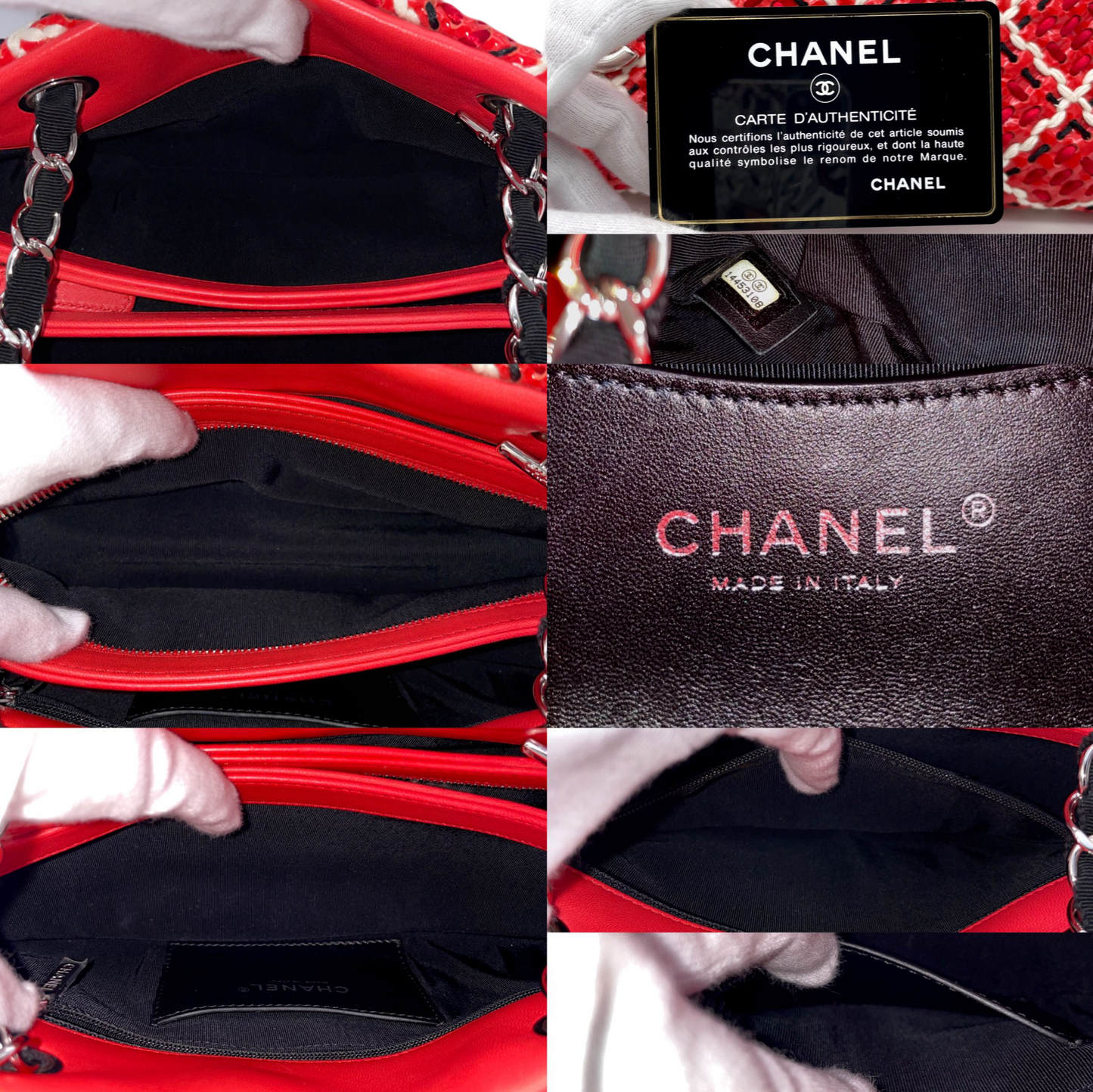 RARE☆☆☆CHANEL Enamel Matelassé CC Charm Pendant 2-Way Chain Shoulder Bag Red & Black