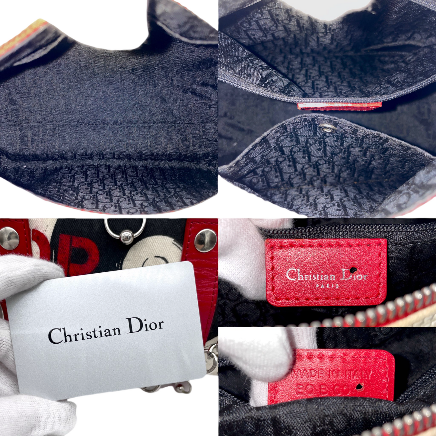 RARE☆☆☆☆☆CHRISTIAN DIOR Hardcore Chain Star Pendant Mini Boston Hand Bag White & Red