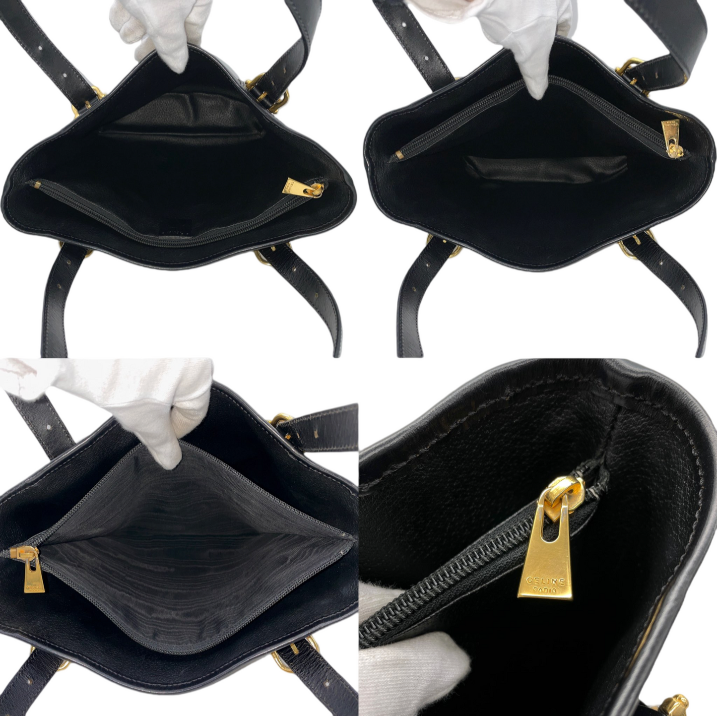 CELINE Macadam・Black Bucket Tote Bag Black & Brown