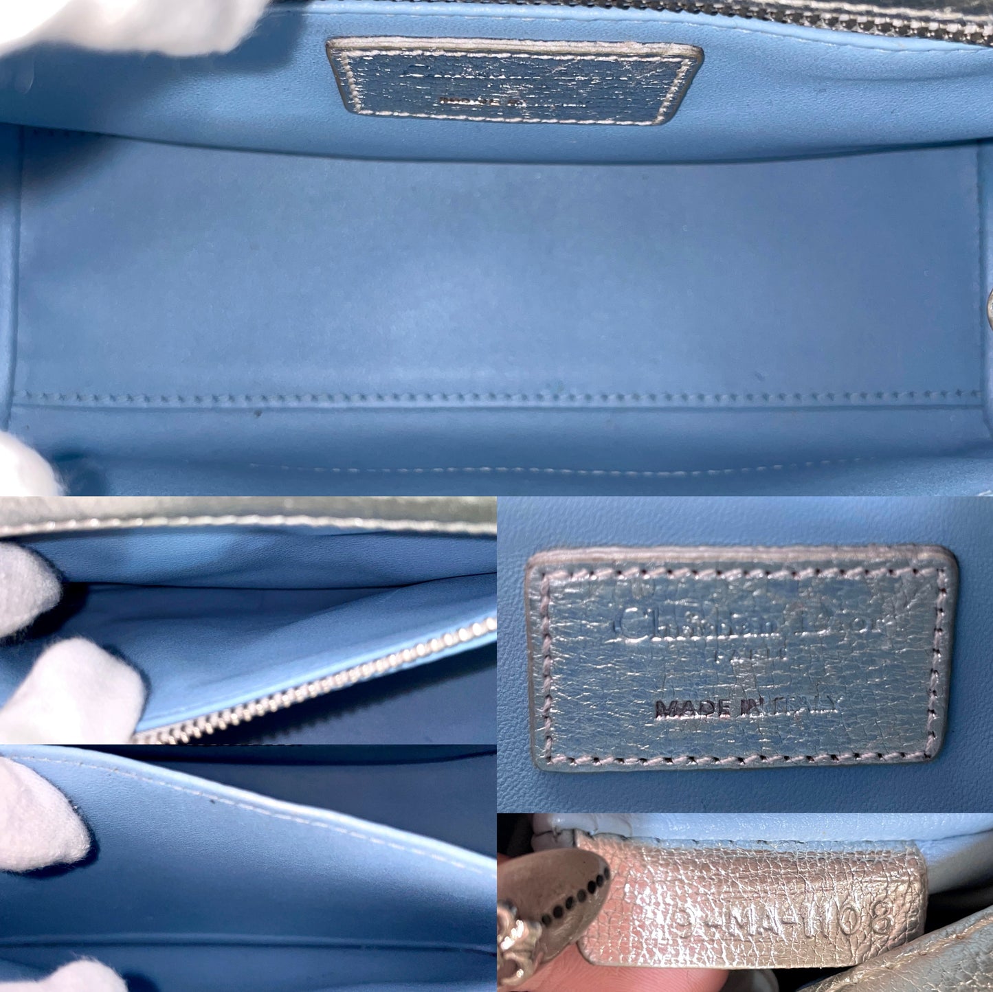 RARE☆☆☆☆☆Auth CHRISTIAN DIOR Lady-Dior Cannage 2-Way Hand Bag Small Silver Badge Parts Shoulder Strap