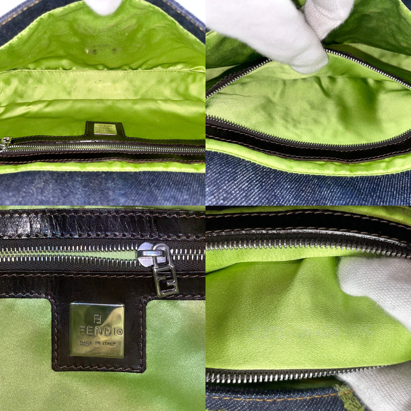 RARE☆☆☆FENDI Denim Mesh Flower Mamma Bucket PM Shoulder Bag