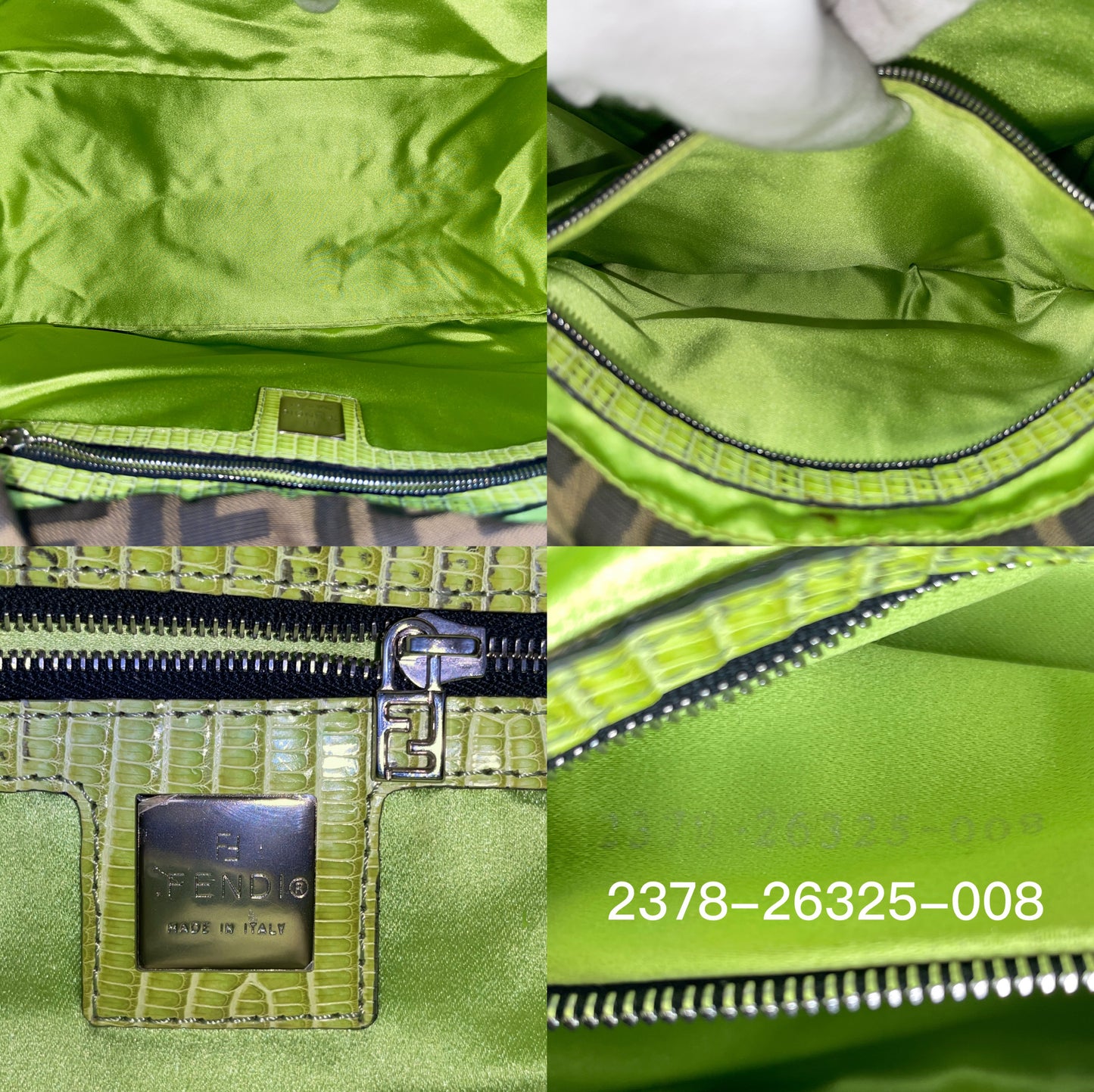 RARE☆☆☆☆Auth FENDI Zucca Nylon Beaded Embroidery Mamma Baguette GM Shoulder Bag