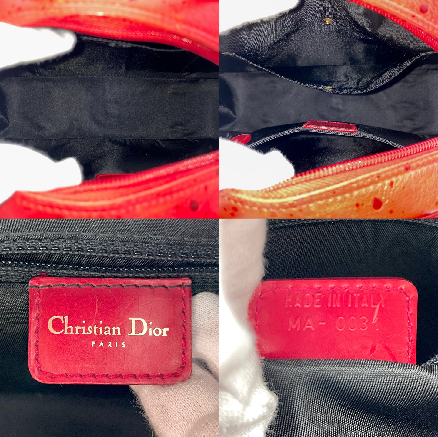 RARE☆☆☆☆CHRISTIAN DIOR Saddle Mini Hand Bag Red/Gold