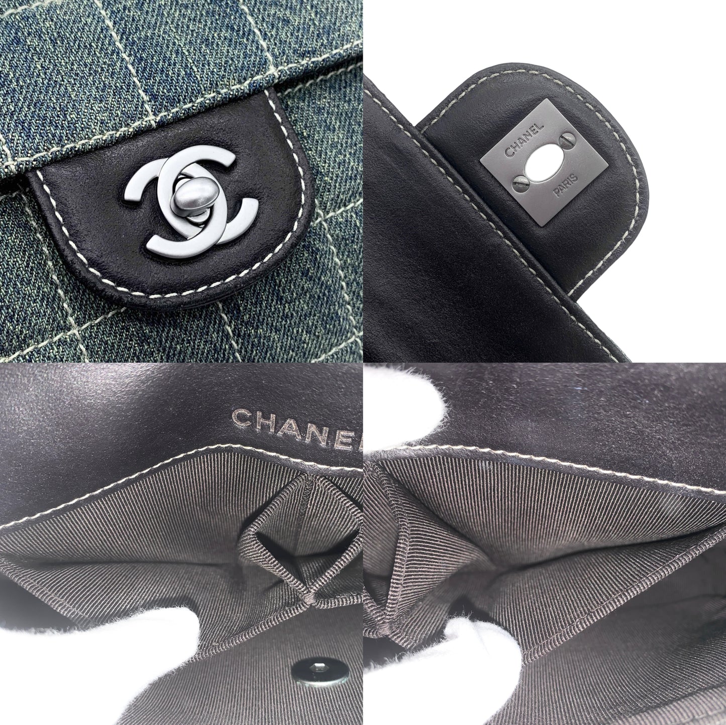 RARE☆☆☆ CHANEL Denim Choco Bar Chain Shoulder Bag