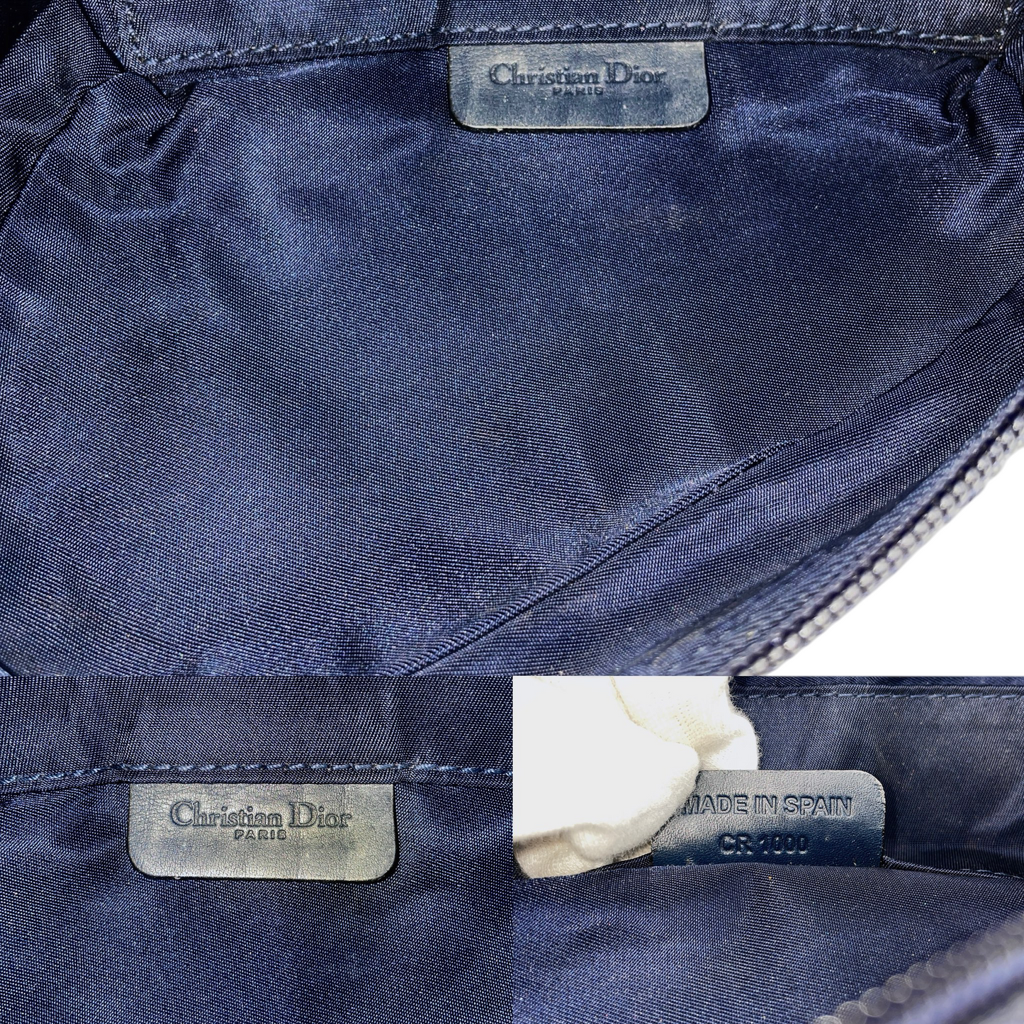 CHRISTIAN DIOR 2000 Trotter Canvas & Leather Saddle Clutch Pouch Navy/Gold