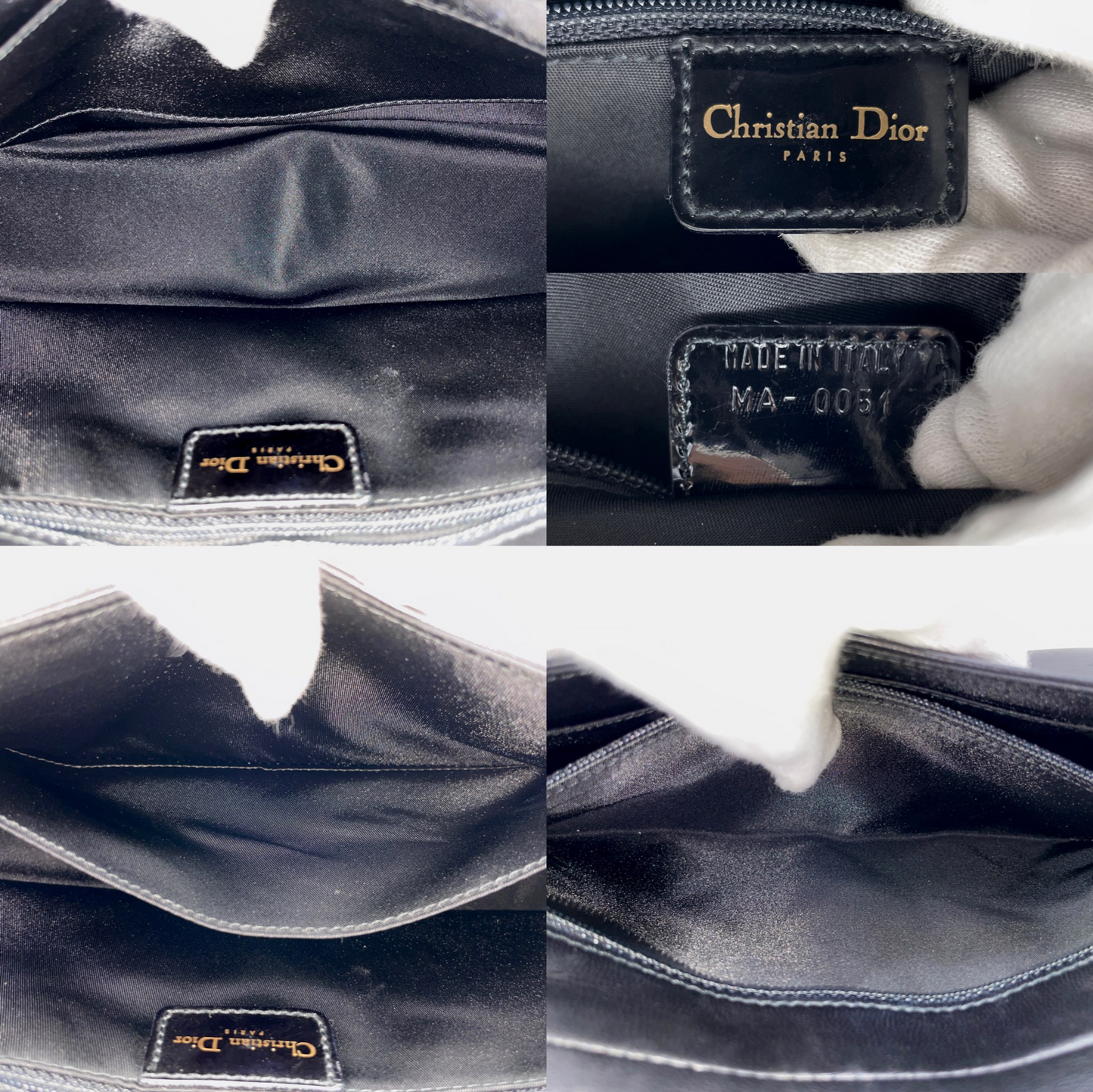 RARE☆☆☆CHRISTIAN DIOR Lamb Skin Leather Cannage Chain Shoulder Flapp Bag Black & Gold