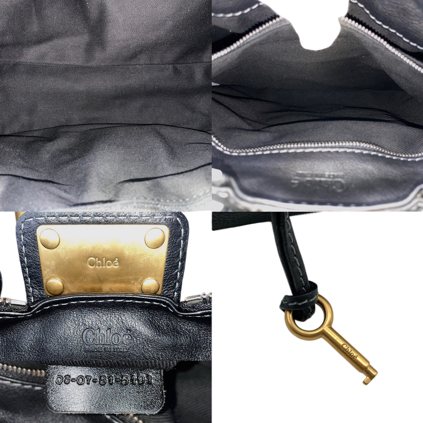 RARE★★★★Chloé Leather Paddington Shoulder Bag Medium Black with Gold Hardware