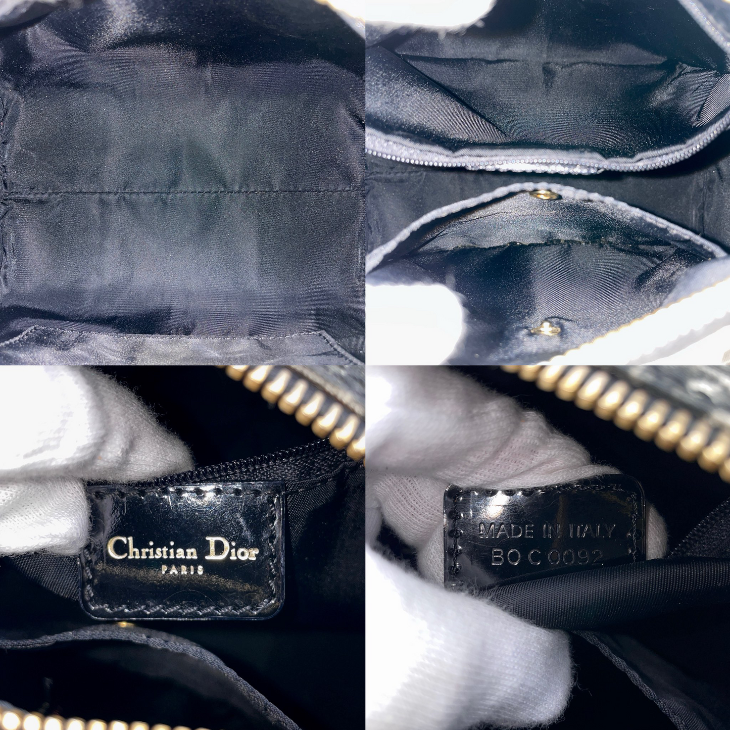 RARE☆☆☆CHRISTIAN DIOR 2002 Trotter PVC Mini Boston Handbag 20cm Black & Gold