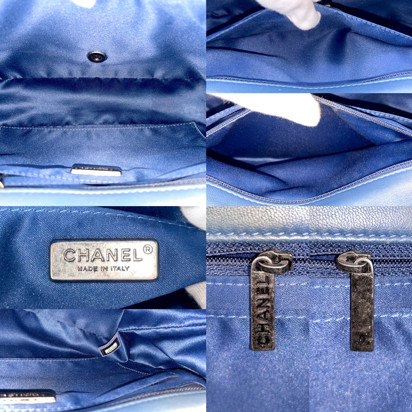 RARE☆☆☆☆☆CHANEL 2016 COCO CUBA Sequins Double Chain Shoulder Single Flap Bag Navy Blue & Silver#