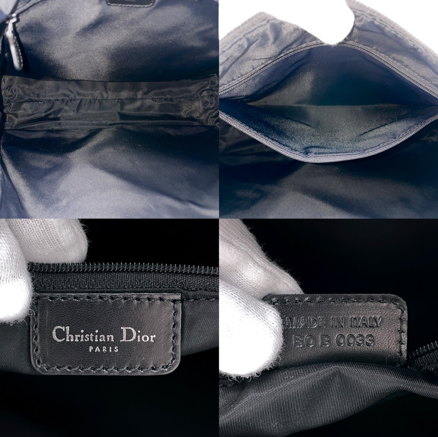 CHRISTIAN DIOR Trotter Canvas Hobo Crossbody Shoulder Bag Black & Gray