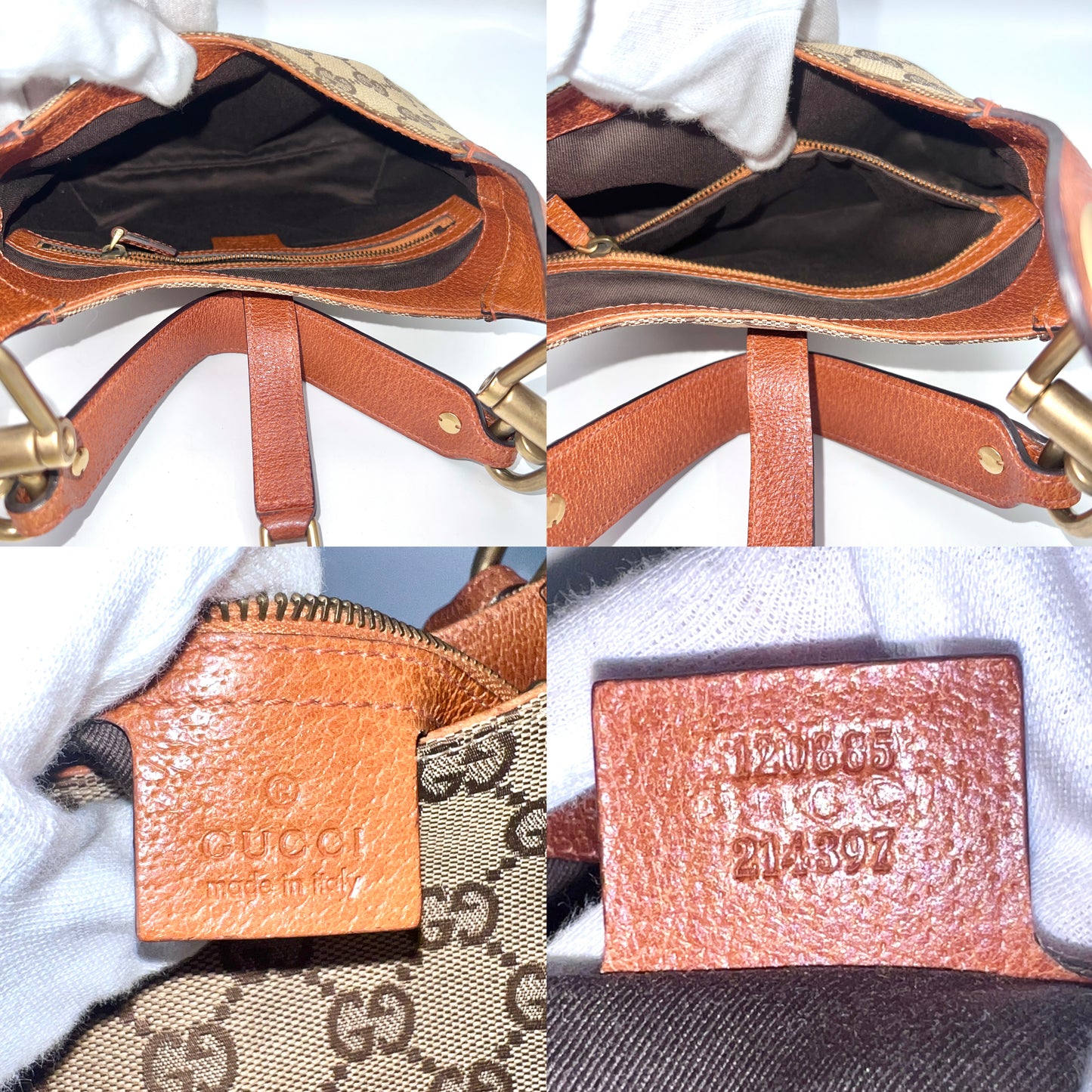 RARE☆☆☆GUCCI GG Canvas Jackie PM Shoulder Bag Brown & Gold