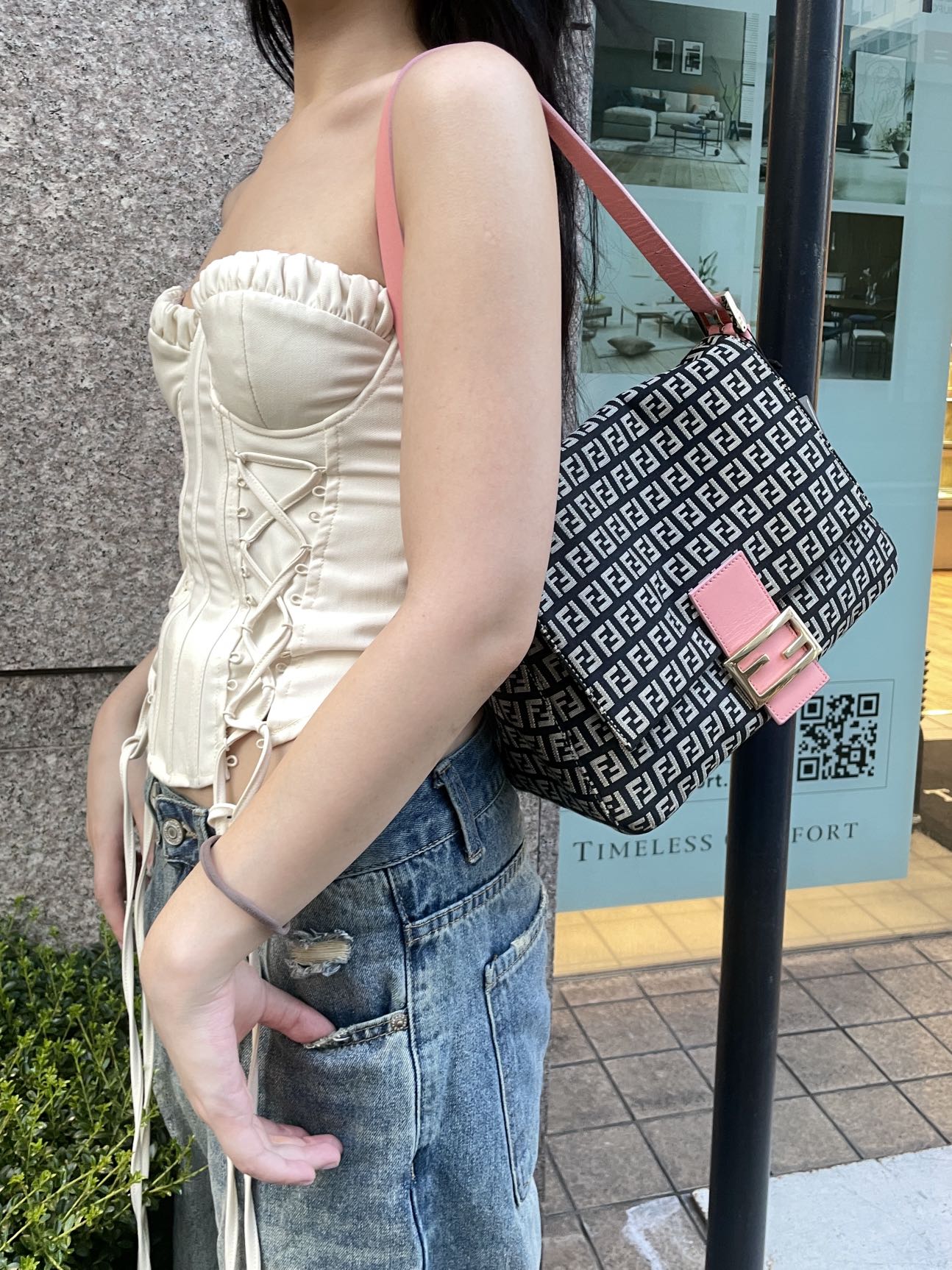 AUTH 二手 FENDI Sukino miniman baget 单肩包