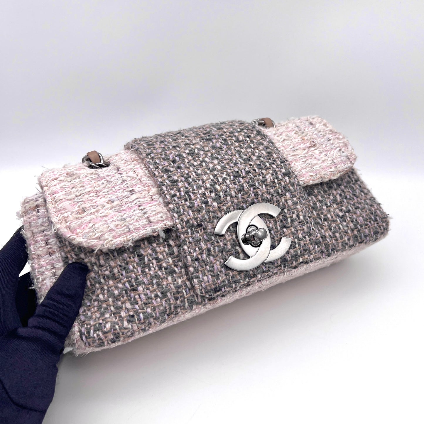 RARE☆☆☆☆CHANEL ﾂｲｰﾄﾞ ｼﾞｬﾝﾎﾞｺｺﾏｰｸﾀｰﾝﾛｯｸ ﾁｪｰﾝｼｮﾙﾀﾞｰ ﾌﾗｯﾌﾟﾊﾞｯｸﾞ