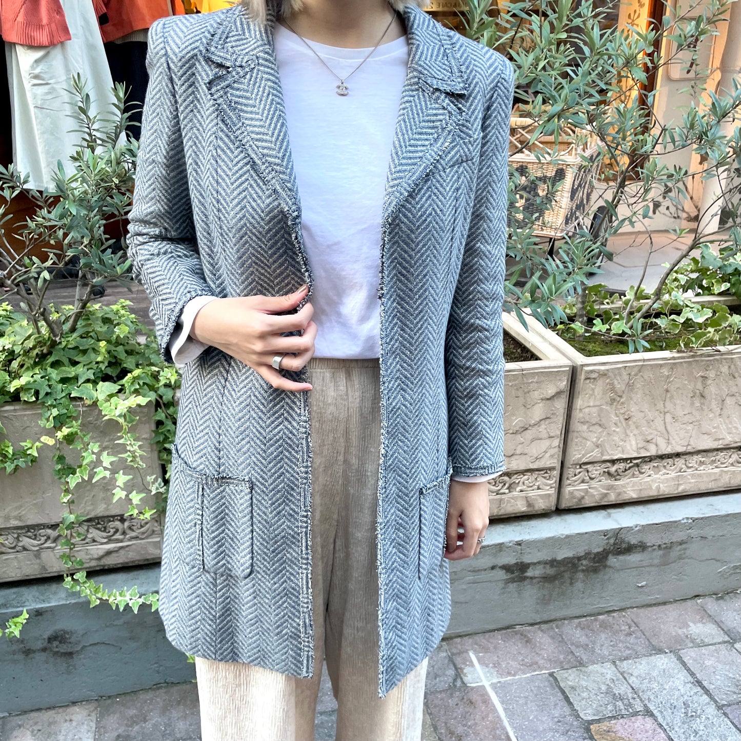 CHANEL Tweed Jacket/Gray