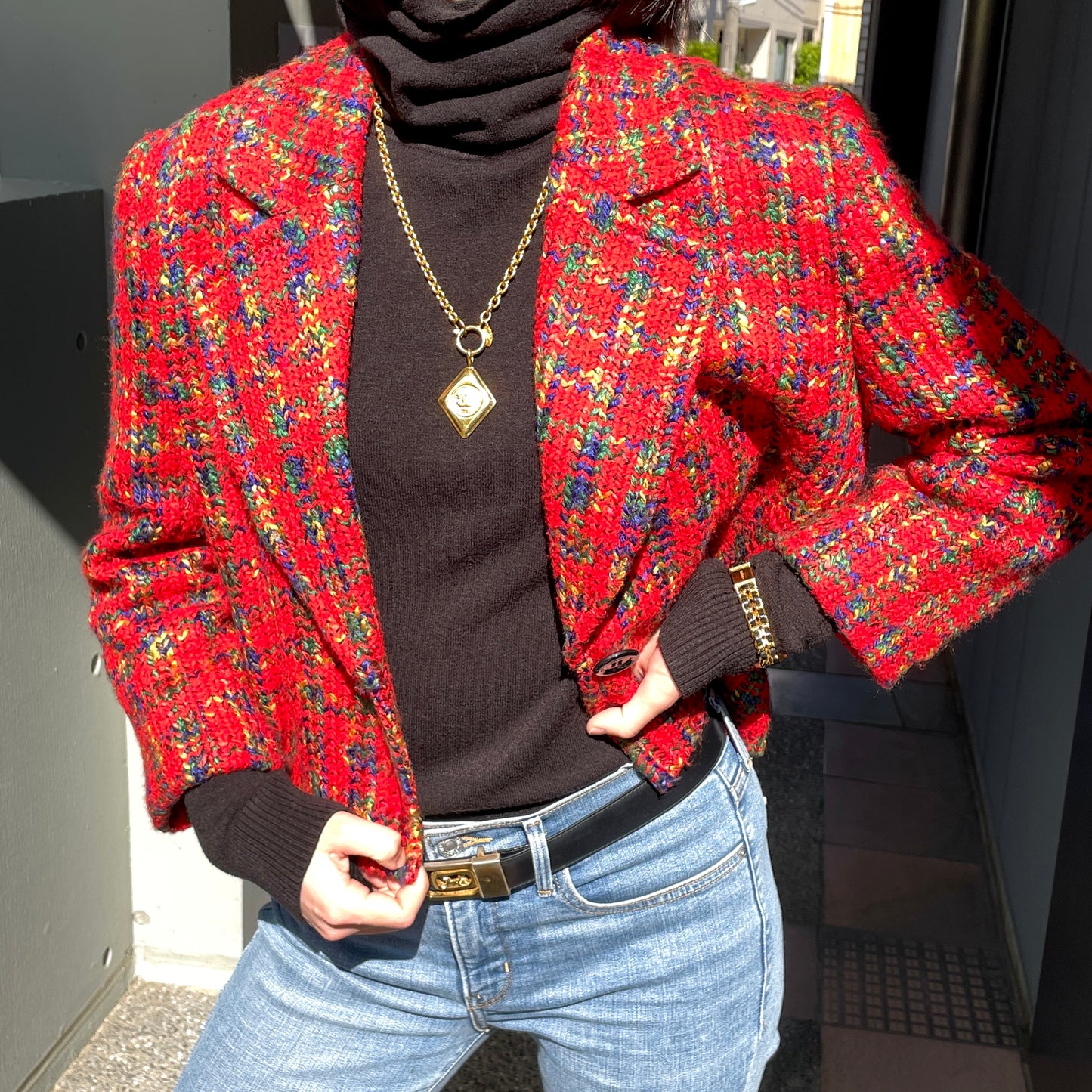 GIVENCHY tweed jacket/red