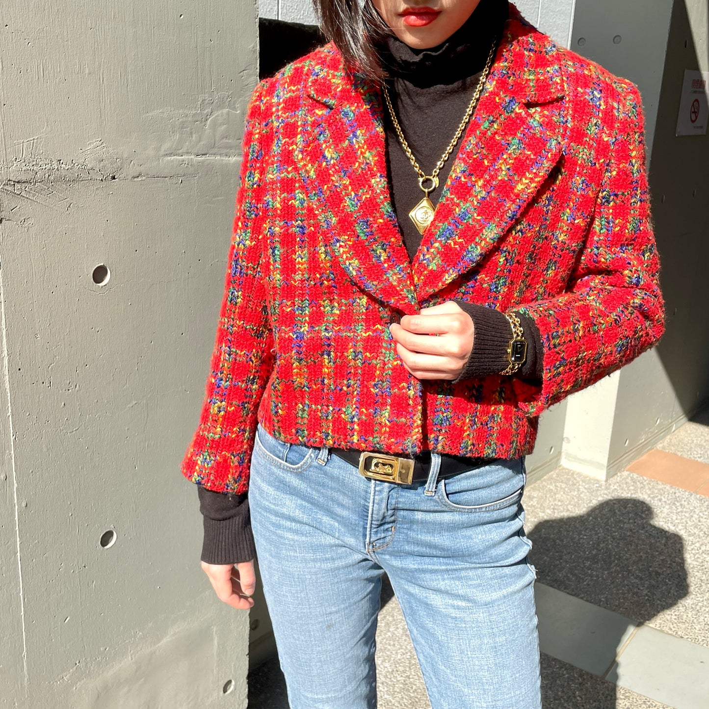 GIVENCHY tweed jacket/red