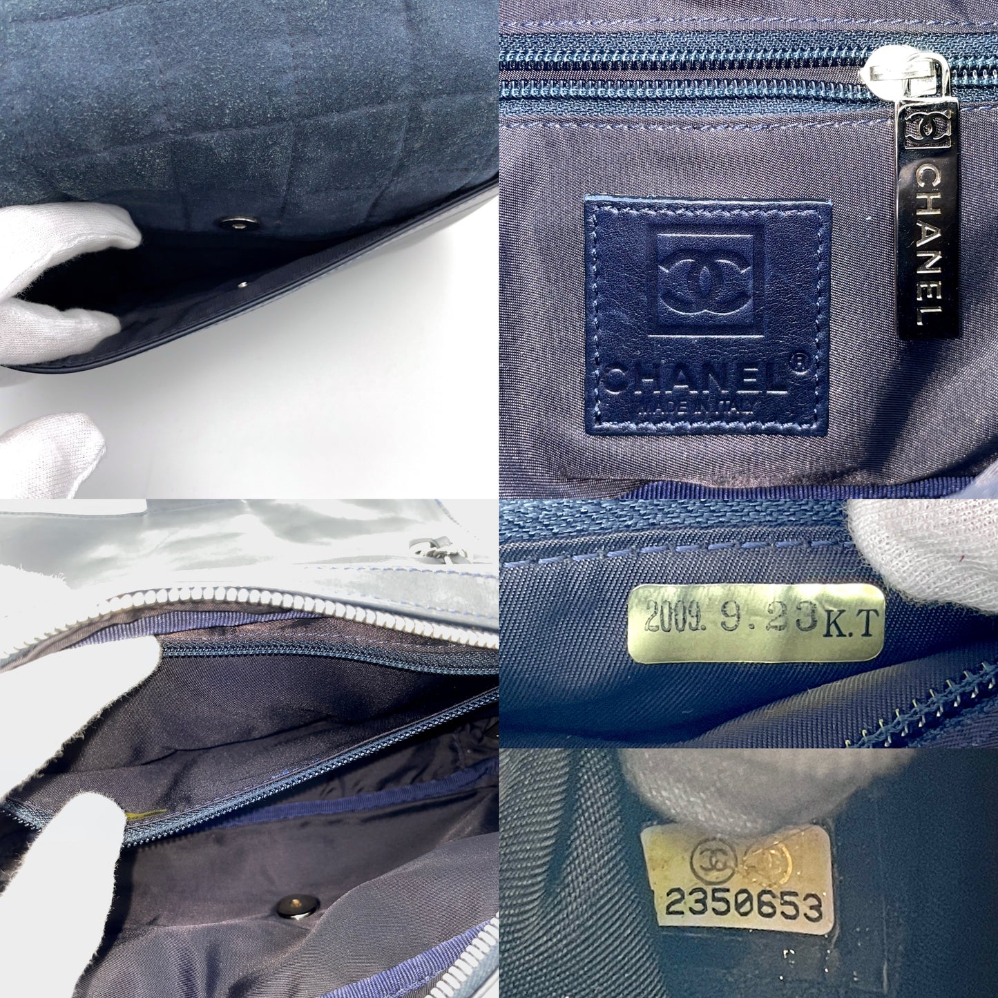 Afar Vintage Pre-owned CHANEL スポーツラインチョコバーWチェーンショルダーフラップバッグ/ネイビー