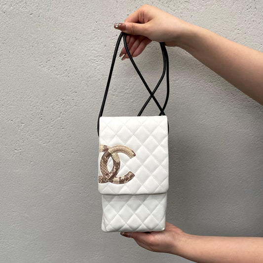 RARE☆☆☆AUTH Pre-owned CHANEL Cambon Line Python Coco Mark Shoulder Bag