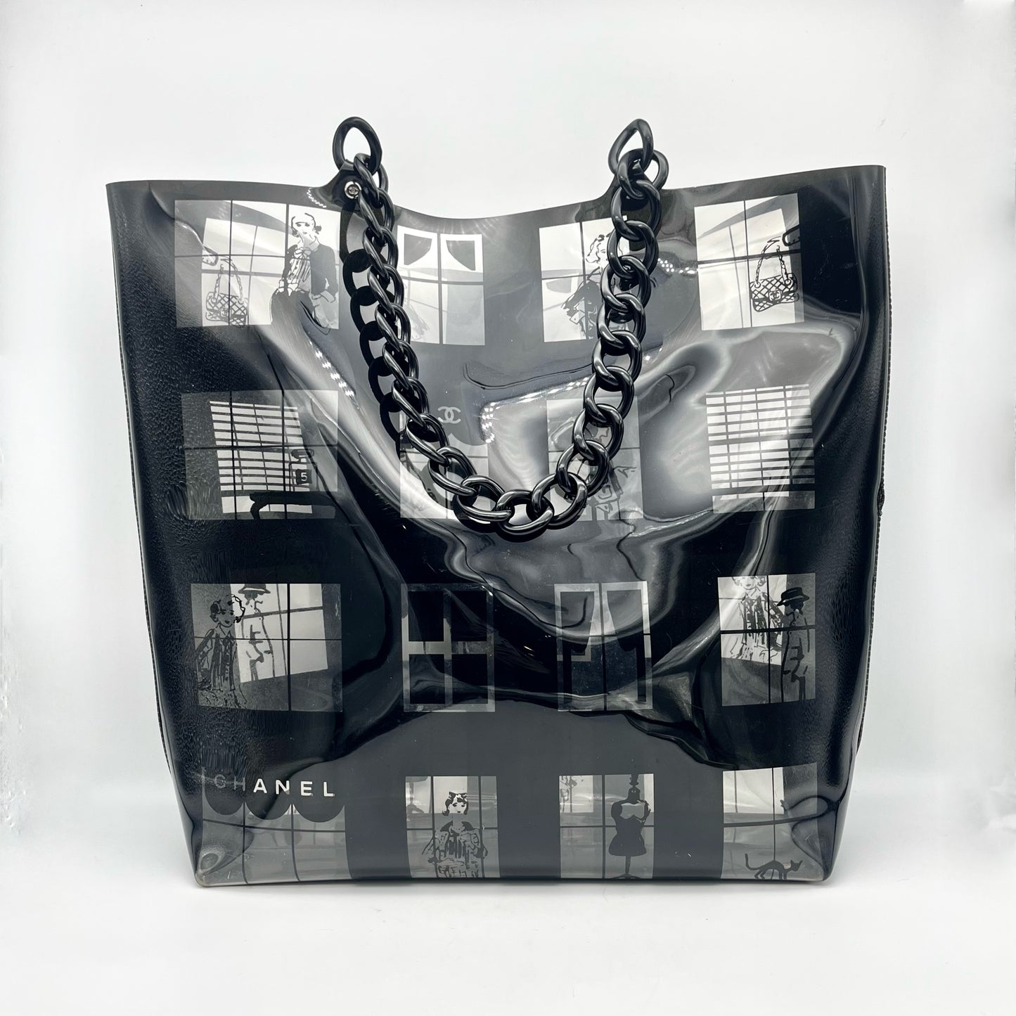 RARE☆☆☆AUTH Pre-owned CHANEL Show window vinyl chain shoulder bag