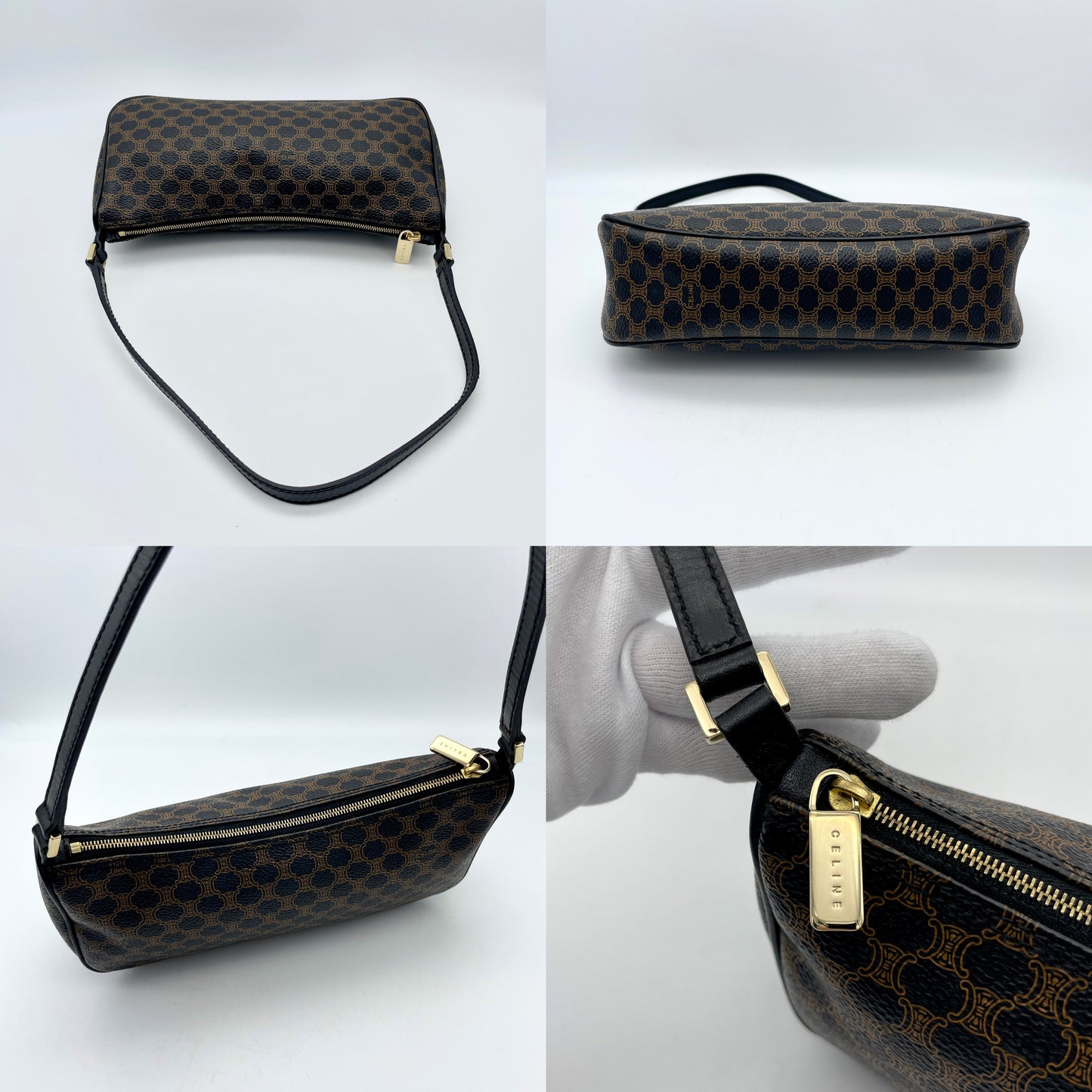 AUTH Pre-owned CELINE ﾌﾞﾗｯｸﾏｶﾀﾞﾑ ｱｸｾｻﾘｰﾎﾟｰﾁ