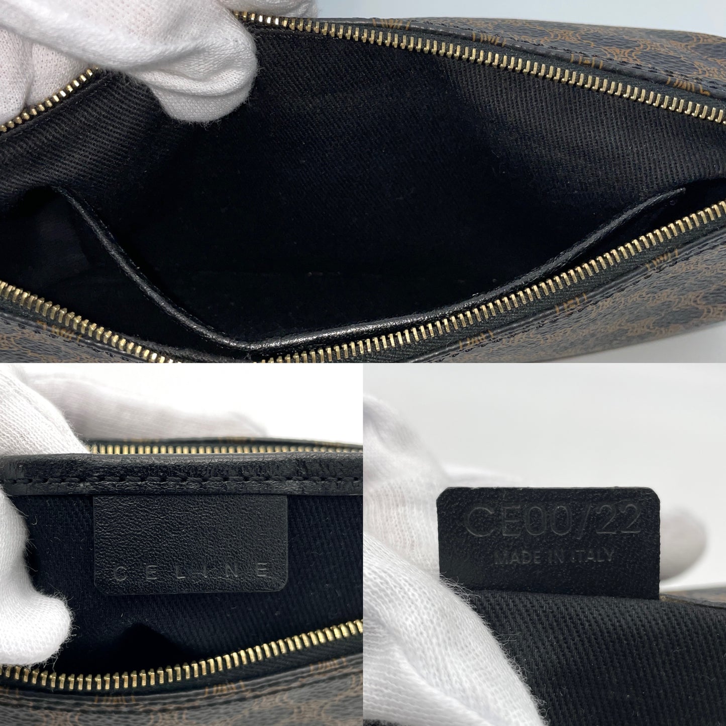 AUTH Pre-owned CELINE ﾌﾞﾗｯｸﾏｶﾀﾞﾑ ｱｸｾｻﾘｰﾎﾟｰﾁ