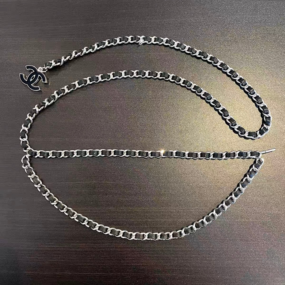 AUTH Pre-owned CHANEL Comark pendant chain belt 04V