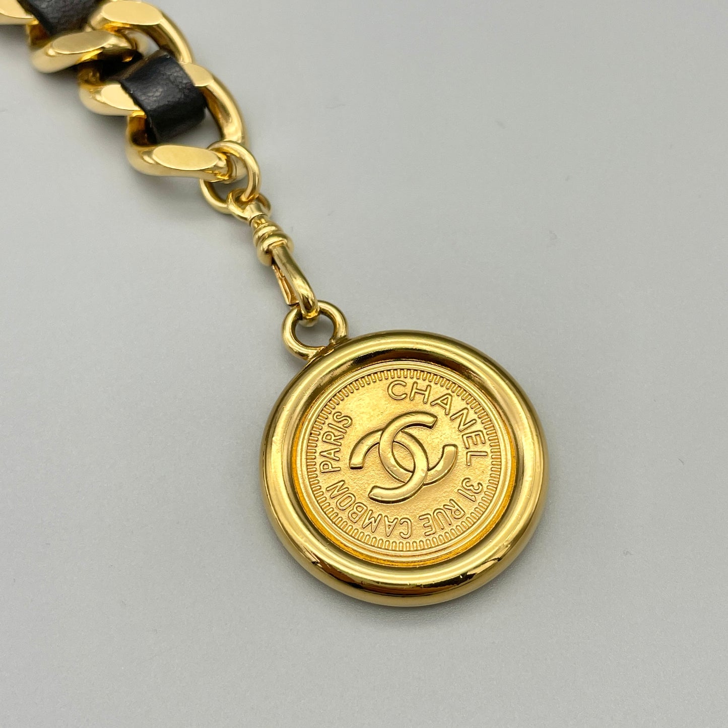 AUTH Pre-owned CHANEL Kokomark pendant matrasse chain belt 94A