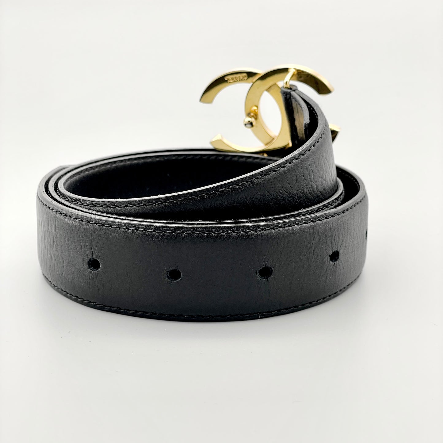 AUTH Pre-owned CHANEL Comark leather belt