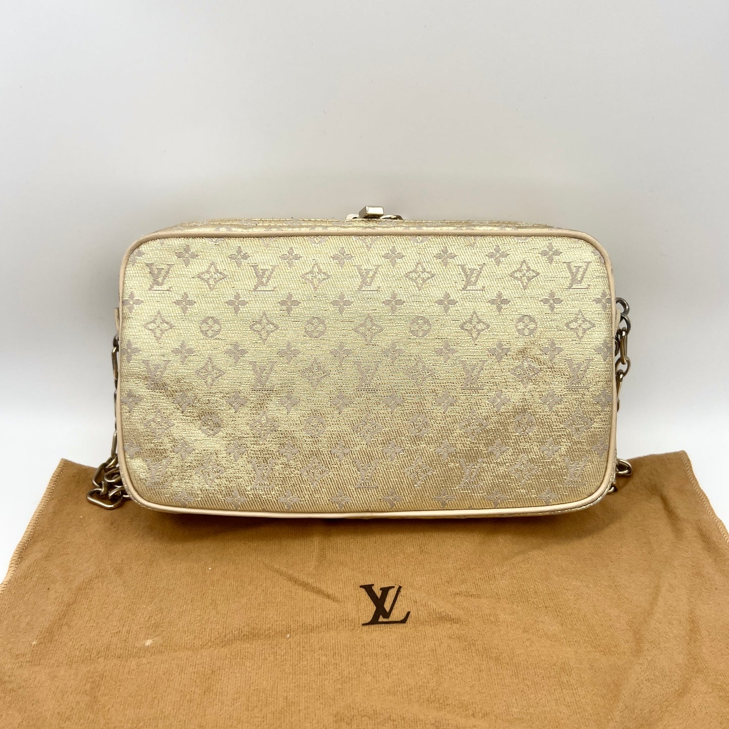 RARE☆☆☆AUTH Pre-owned LOUIS VUITTON 2002FWｺﾚｸｼｮﾝ ﾓﾉｸﾞﾗﾑﾐﾆﾗﾝ･ｼｬｲﾝ･ﾏｯｹﾝﾅM92362 ｺﾞｰﾙﾄﾞ