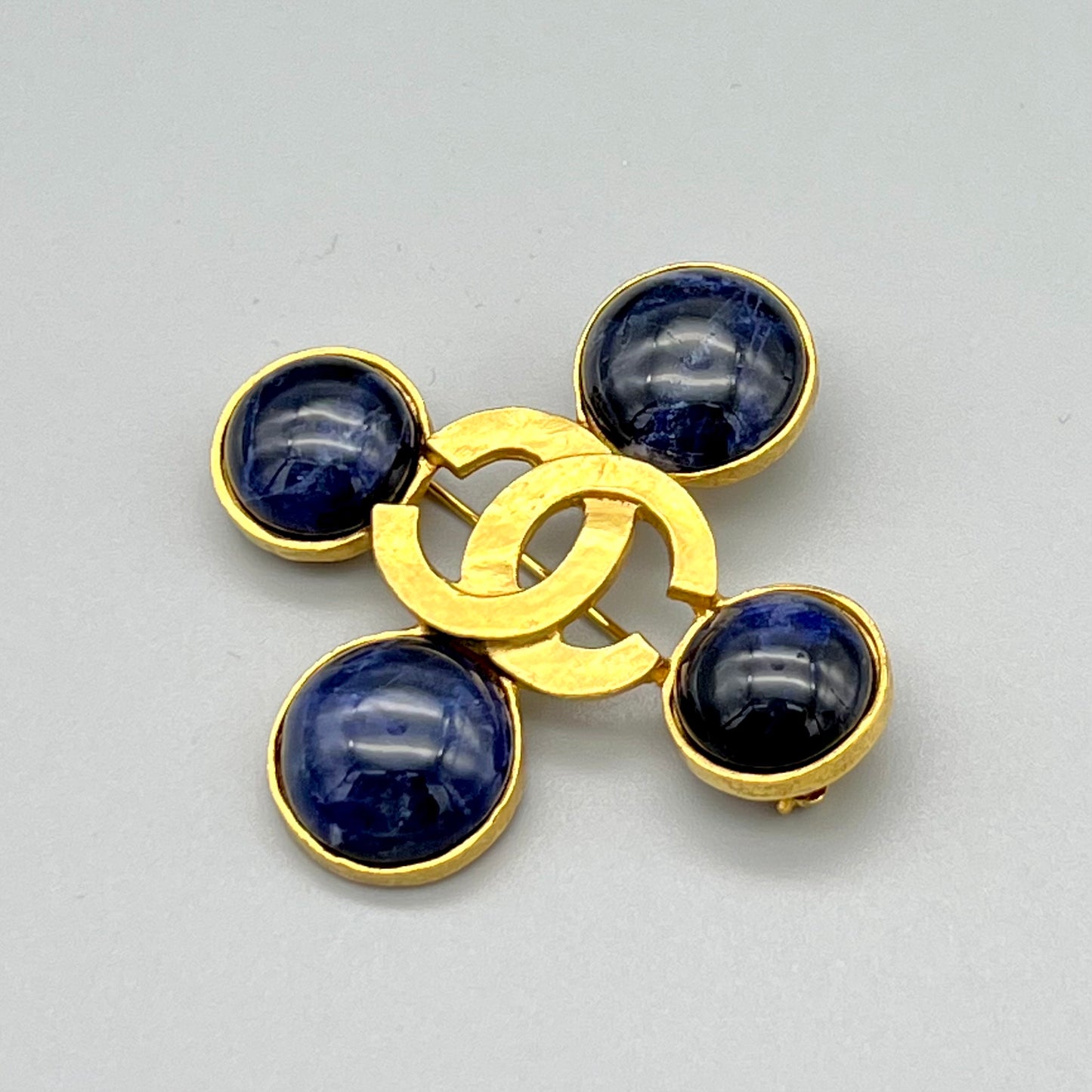 RARE☆CHANEL Coco Mark Color Stone Brooch 95A