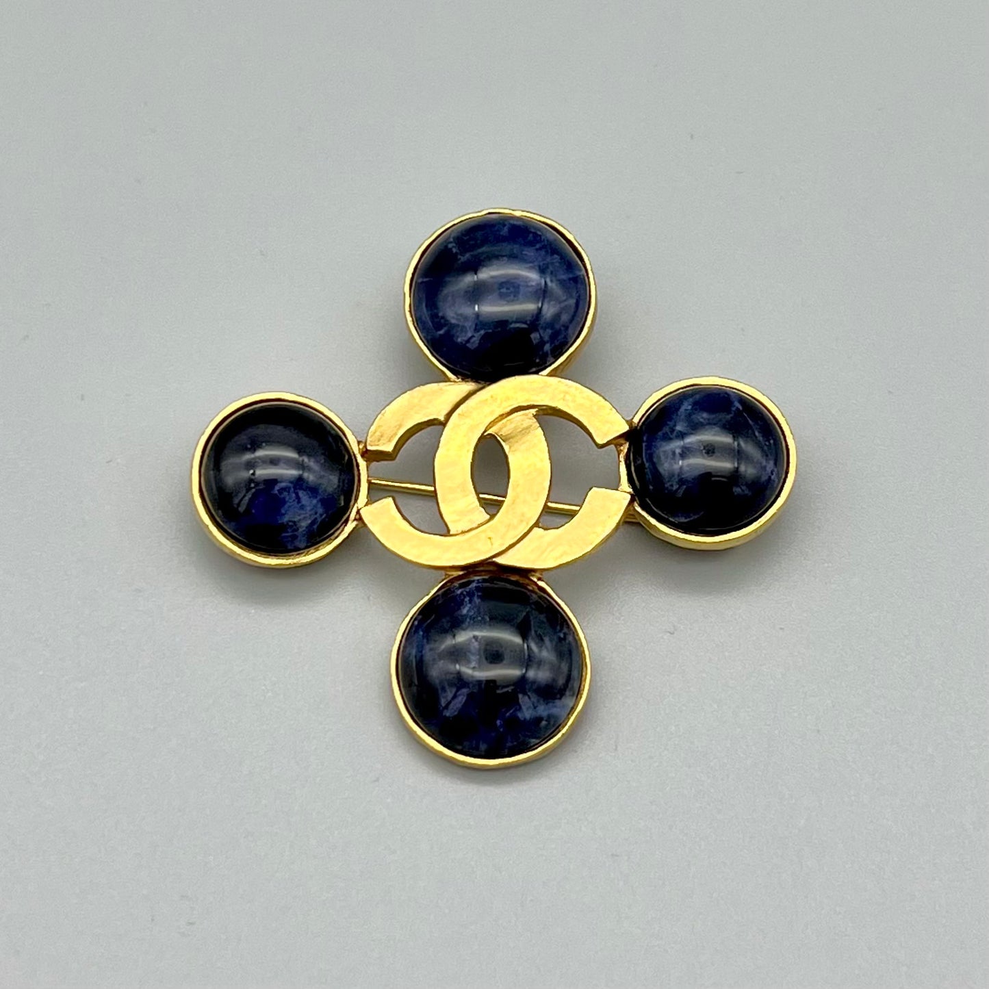 RARE☆CHANEL Coco Mark Color Stone Brooch 95A