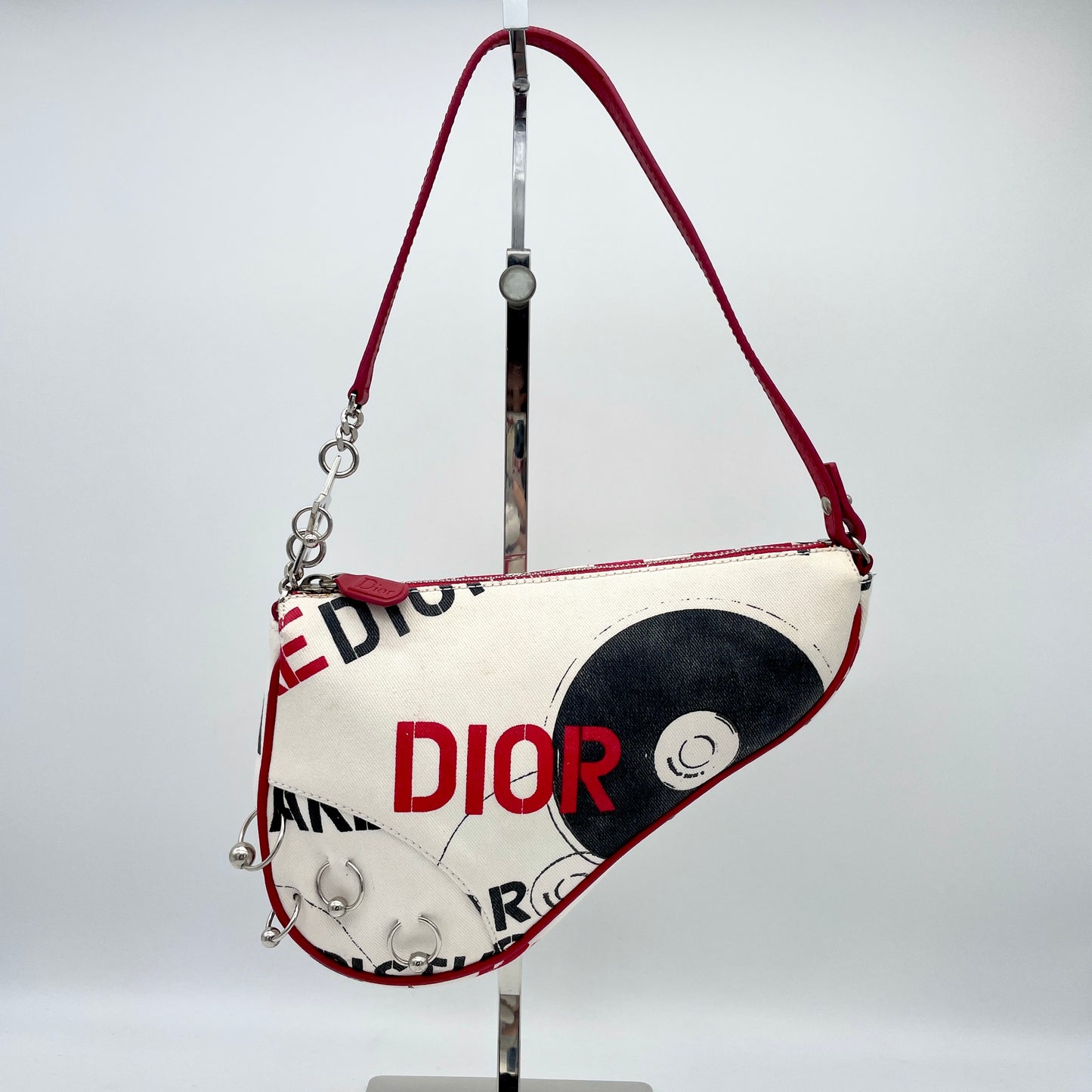 AUTH Pre-owned CHRISTIAN DIOR Record Pattern Pierce Star Saddle Bag