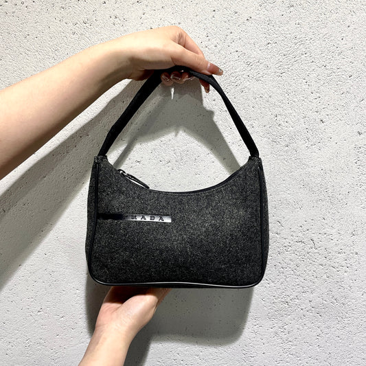 PRADA Wool HOBO Handbag