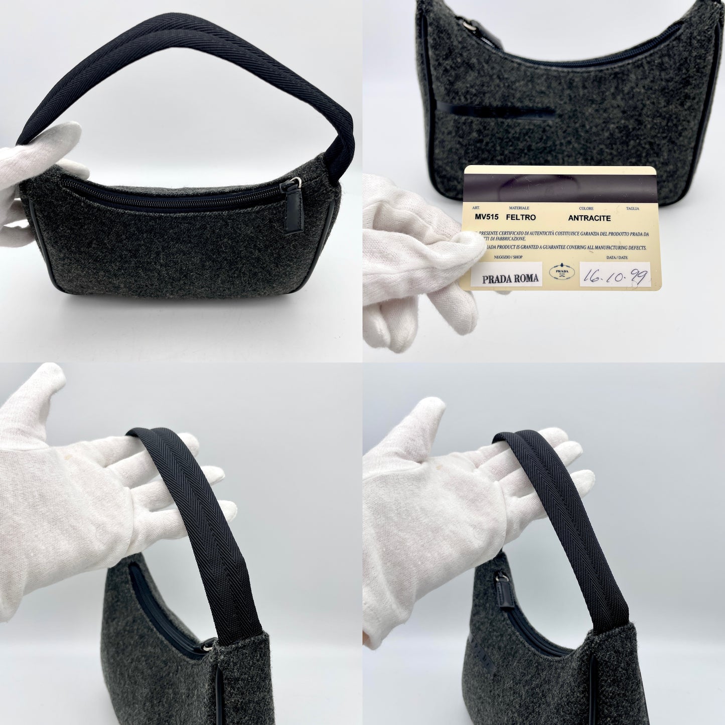 PRADA Wool HOBO Handbag