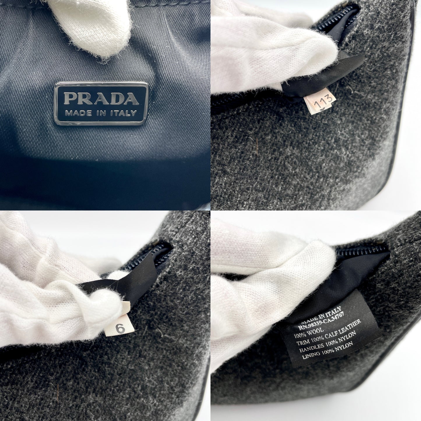 PRADA ｳｰﾙ HOBOﾊﾝﾄﾞﾊﾞｯｸﾞ