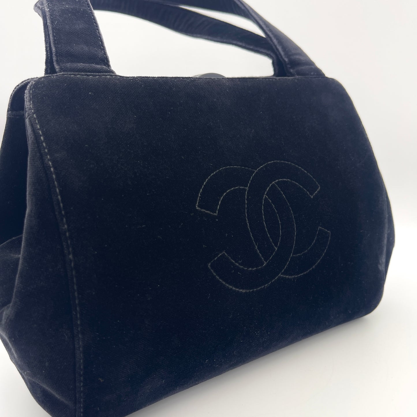 RARE☆☆☆CHANEL ﾍﾞﾙﾍﾞｯﾄ ｼﾞｬﾝﾎﾞｺｺﾏｰｸ ﾊﾝﾄﾞﾊﾞｯｸﾞ ﾌﾞﾗｯｸ