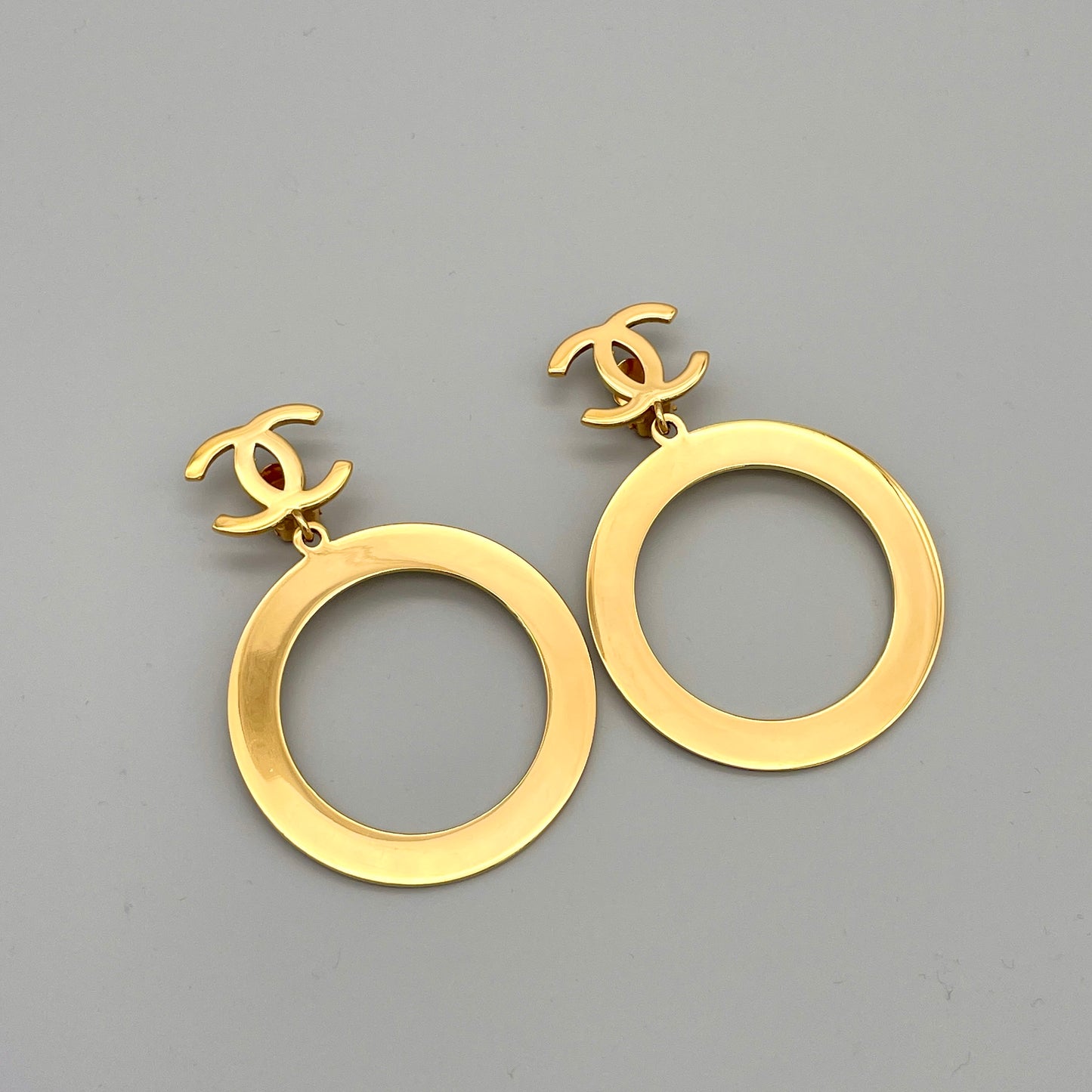 RARE☆☆☆AUTH Pre-owned CHANEL here mark ring pendant earring