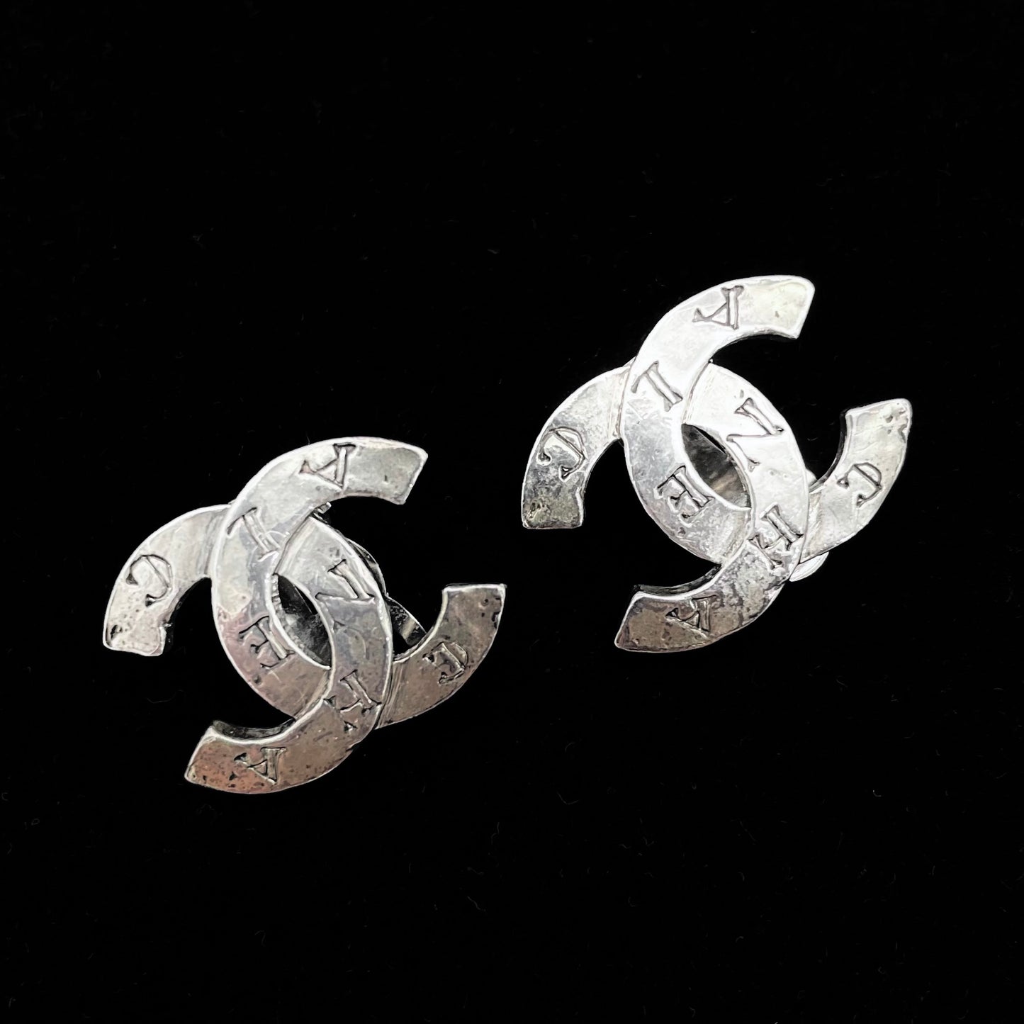 CHANEL Coco Mark CHANEL Earrings Silver