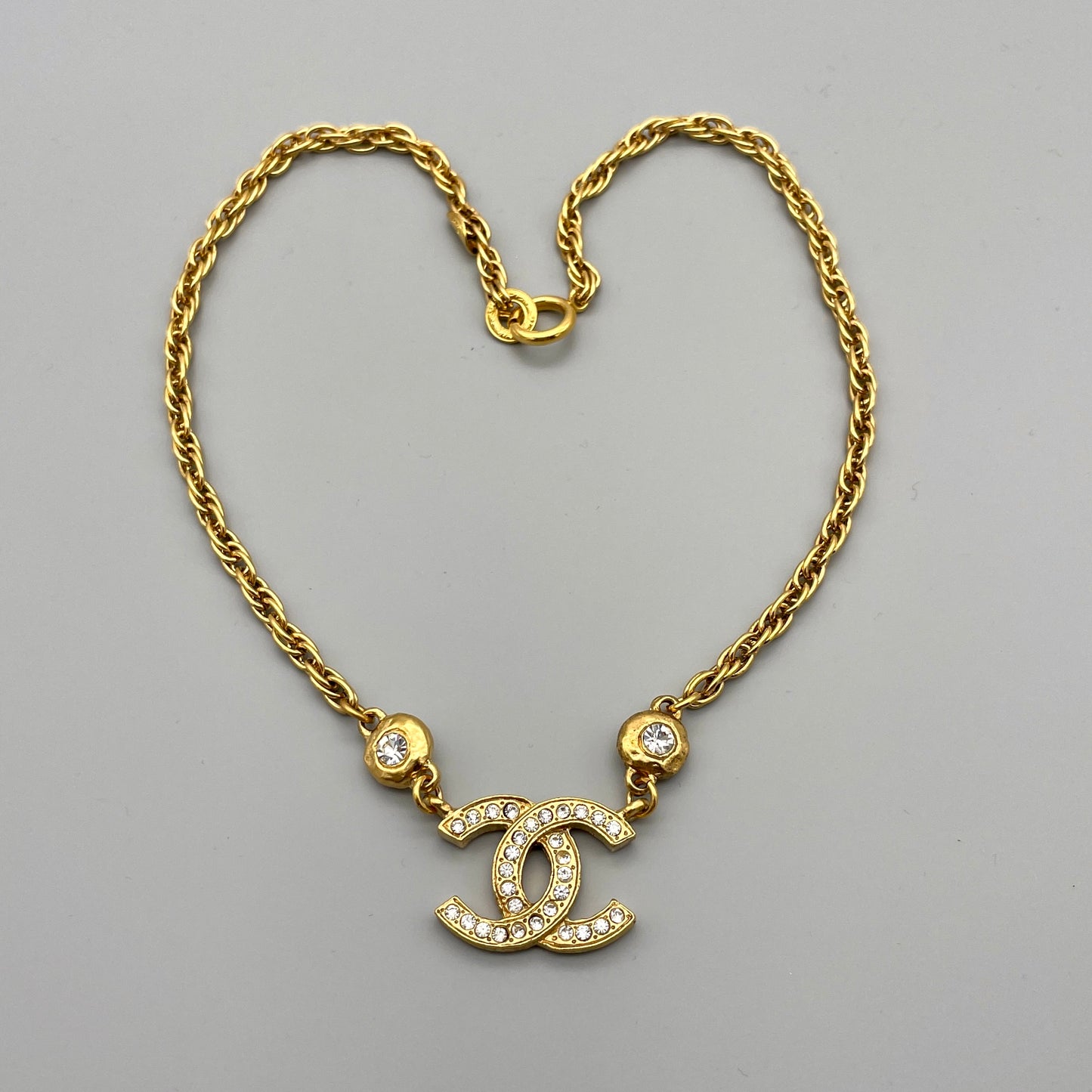 AUTH Pre-owned CHANEL Kokomark Kleinstone Double Hanging Necklace