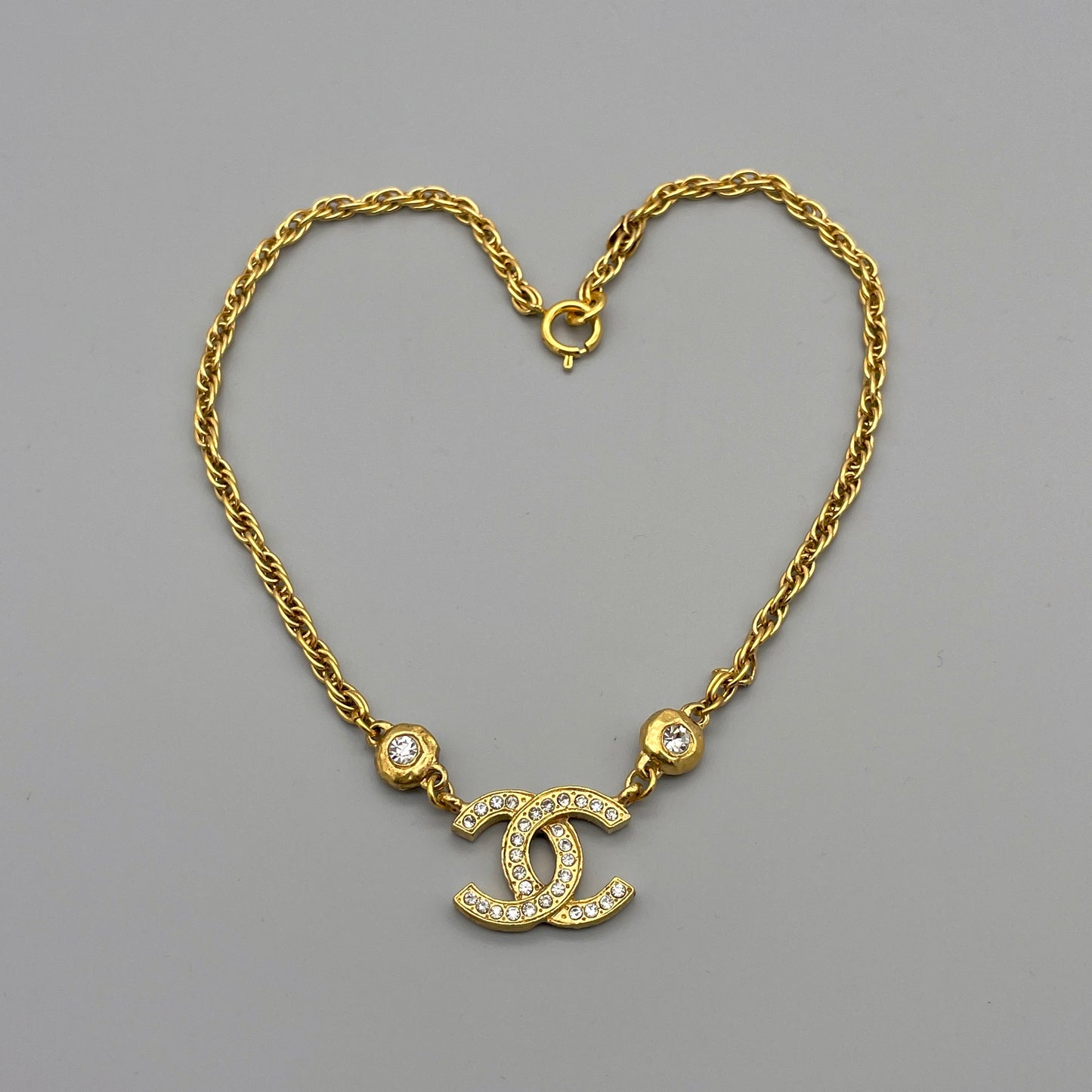 AUTH Pre-owned CHANEL Kokomark Kleinstone Double Hanging Necklace