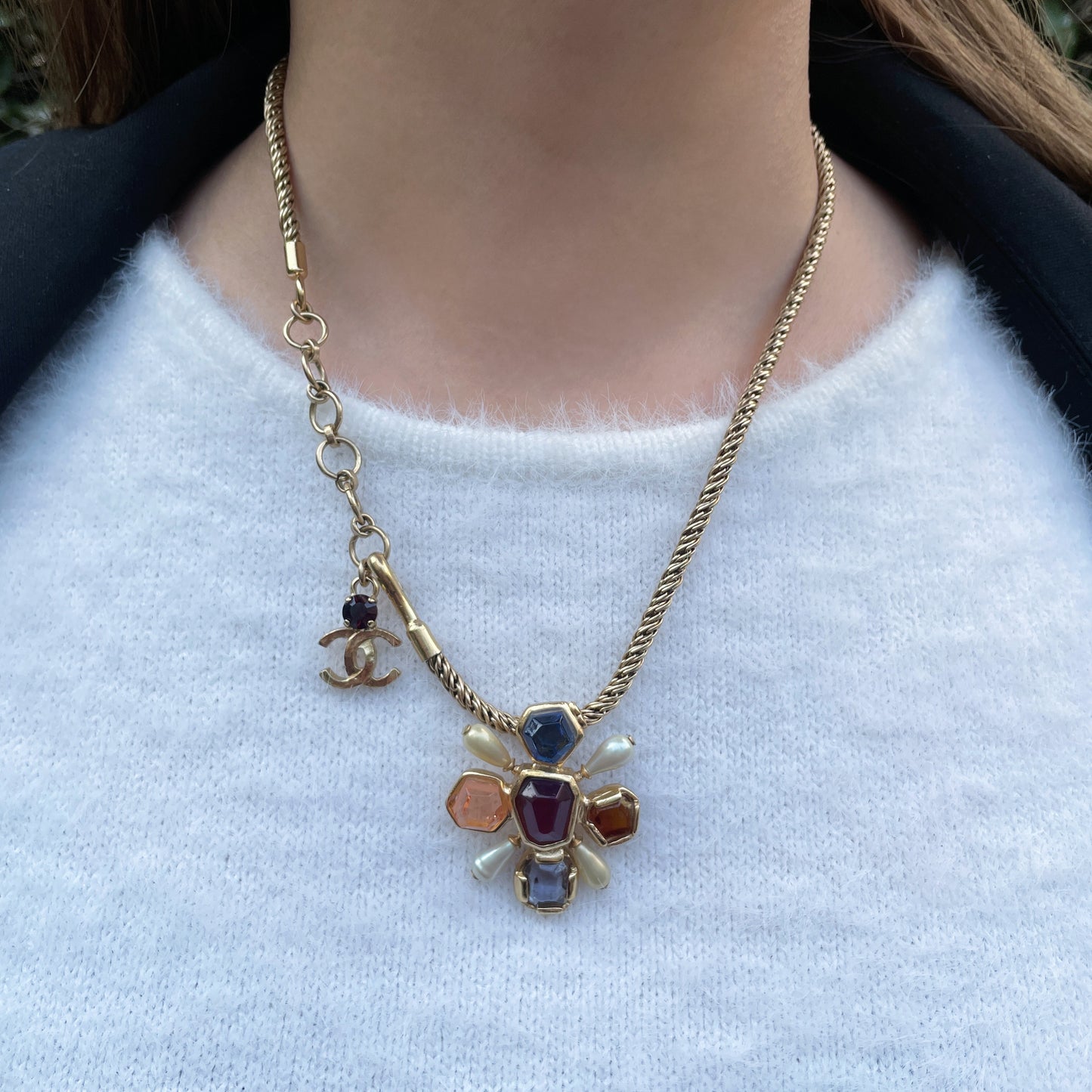 Chanel Gripoix Royal Blue Flower Necklace