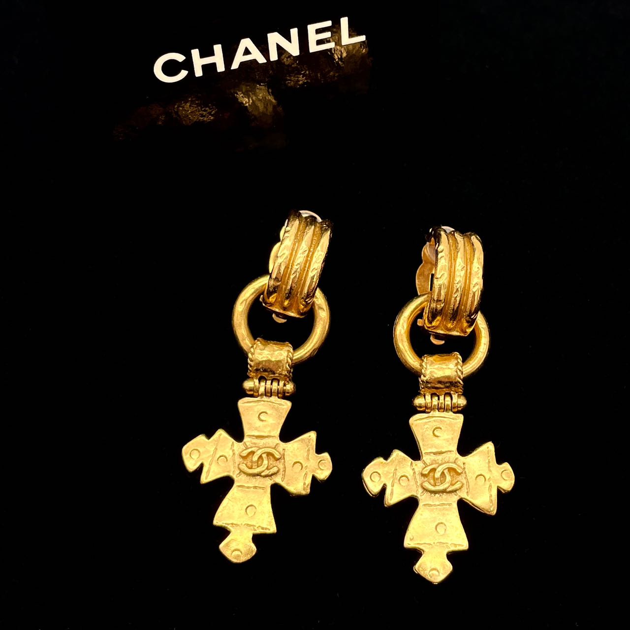 CHANEL Coco Mark Cross Earrings 94P