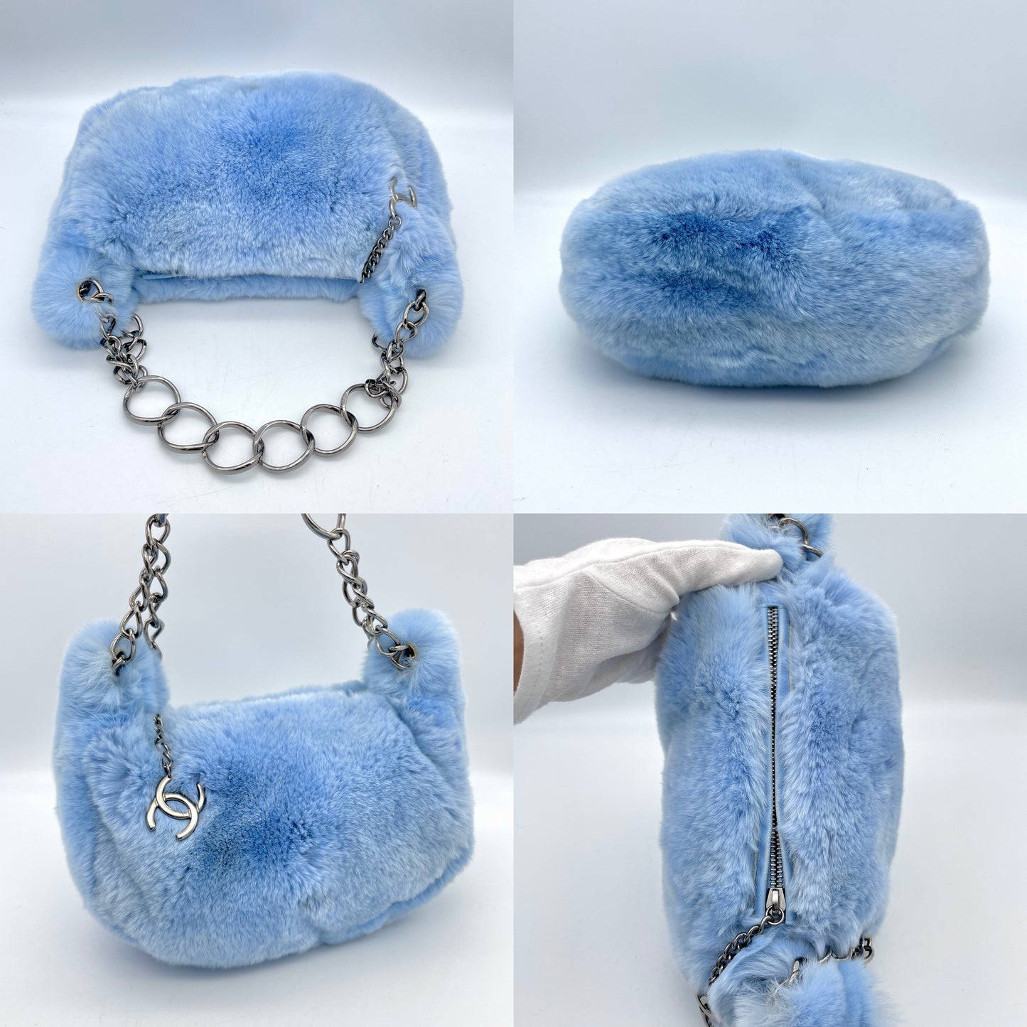 RARE☆☆☆AUTH Pre-owned CHANEL Cocomark Rabbit Fur Chain Shoulder Bag