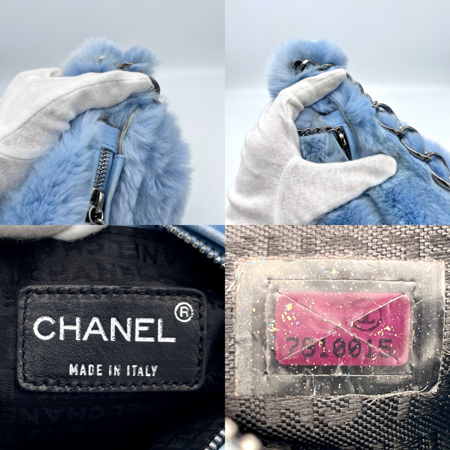 RARE☆☆☆AUTH Pre-owned CHANEL Cocomark Rabbit Fur Chain Shoulder Bag