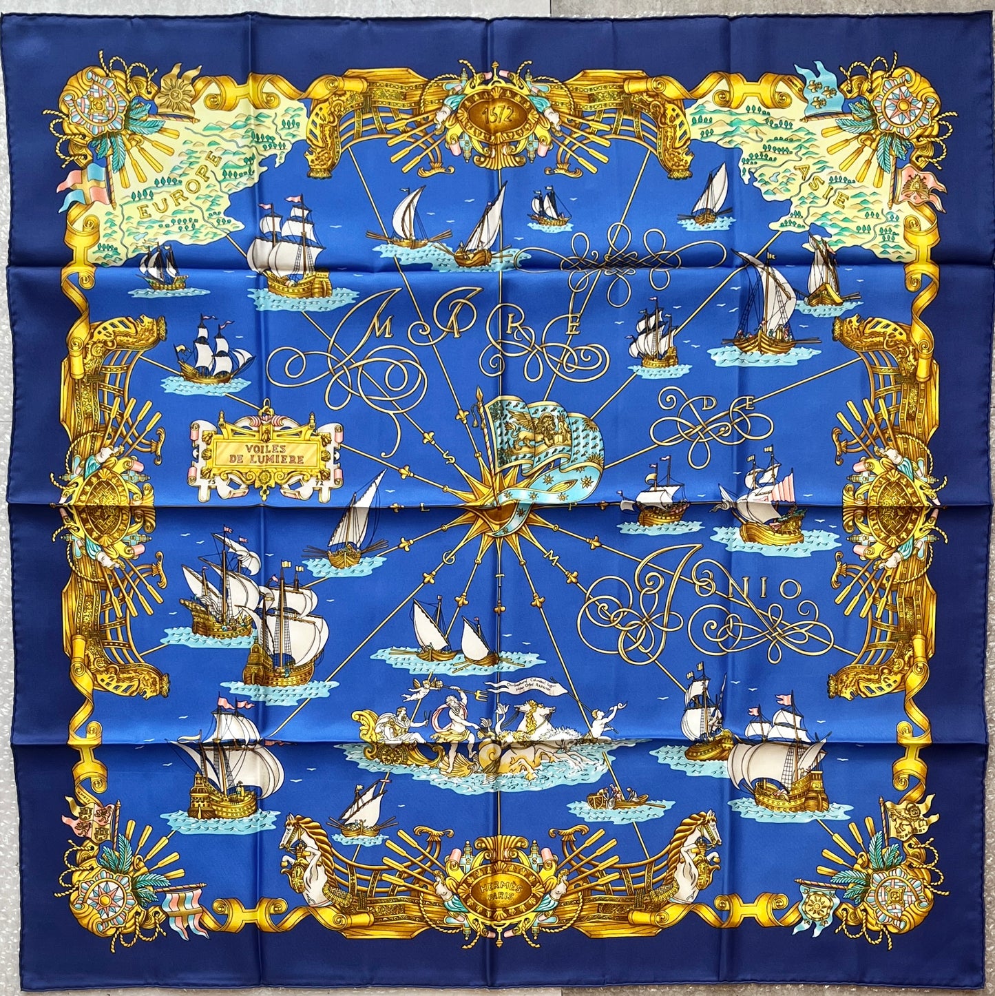 HERMES Nautical motif scarf