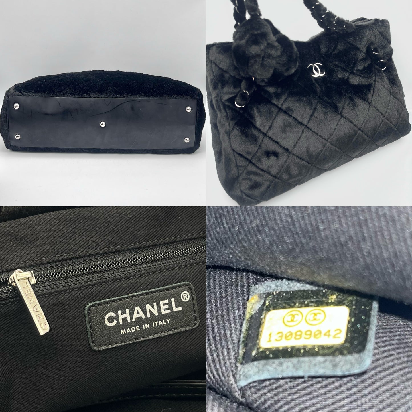 Afar 复古二手 CHANEL 人造毛皮山茶花手提包