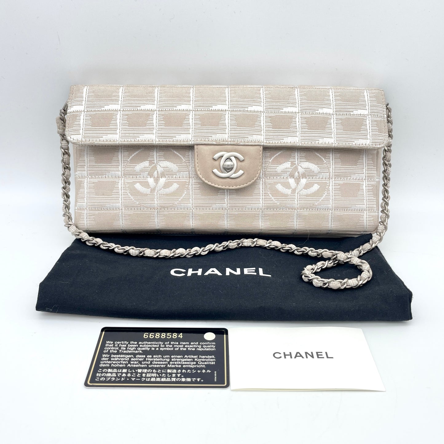 AUTH Pre-owned CHANEL Neutravel Line Choco Bar Chain Shoulder Bag