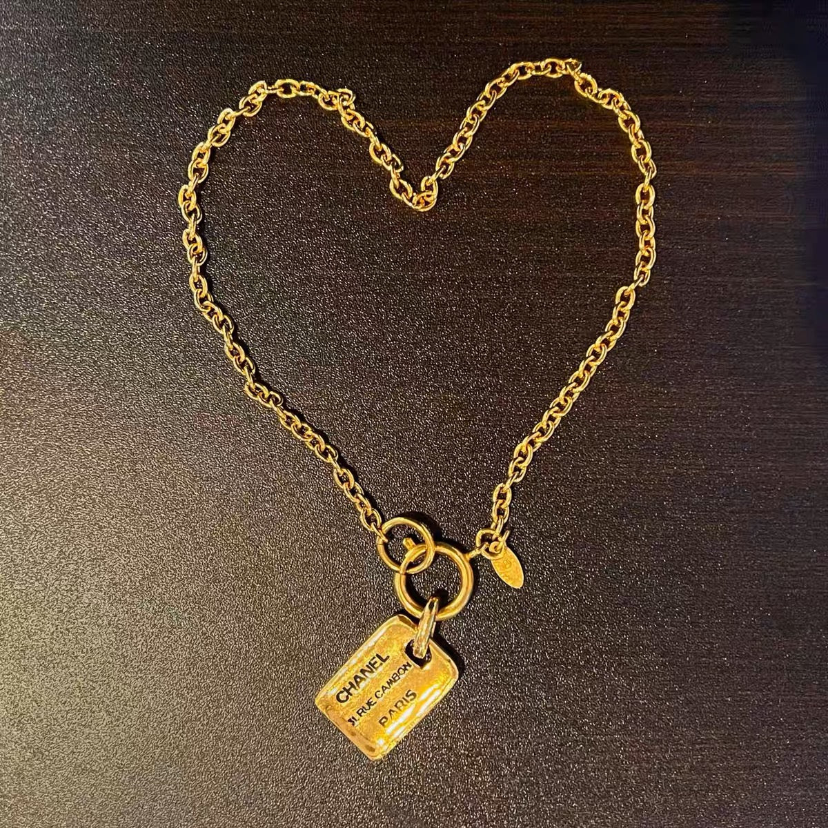 Afar Vintage Pre-owned CHANEL Cambon Line Tag Pendant Necklace