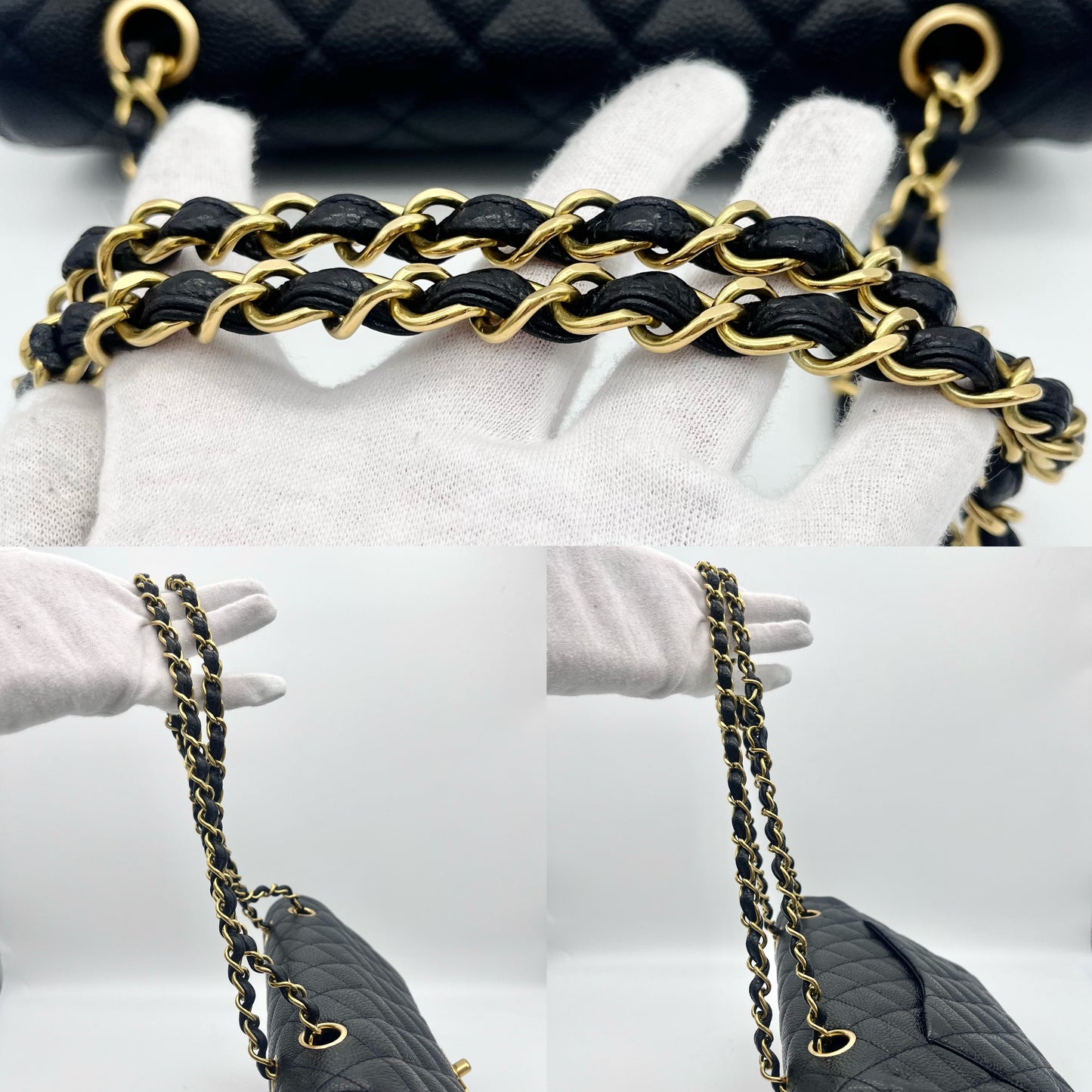 Afar Vintage Pre-owned CHANEL ﾏﾄﾗｯｾ ｸﾗｼｯｸﾌﾗｯﾌﾟ 25cm ｷｬﾋﾞｱｽｷﾝ